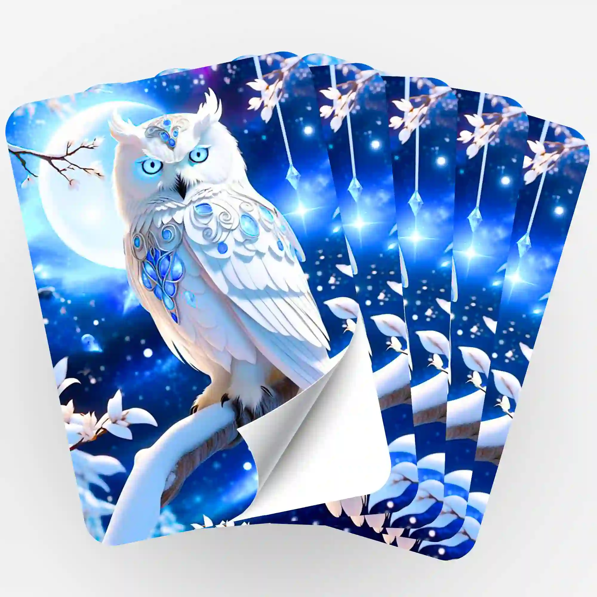 Aufkleber 5er-Set - Blue Eyes Owl