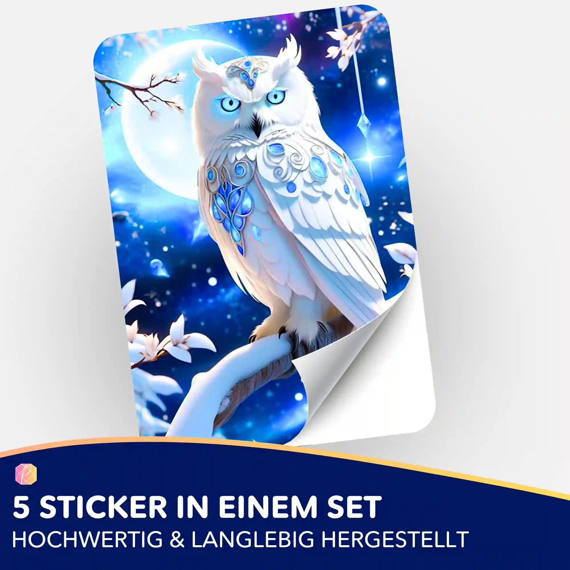 Aufkleber 5er-Set - Blue Eyes Owl - Image 2