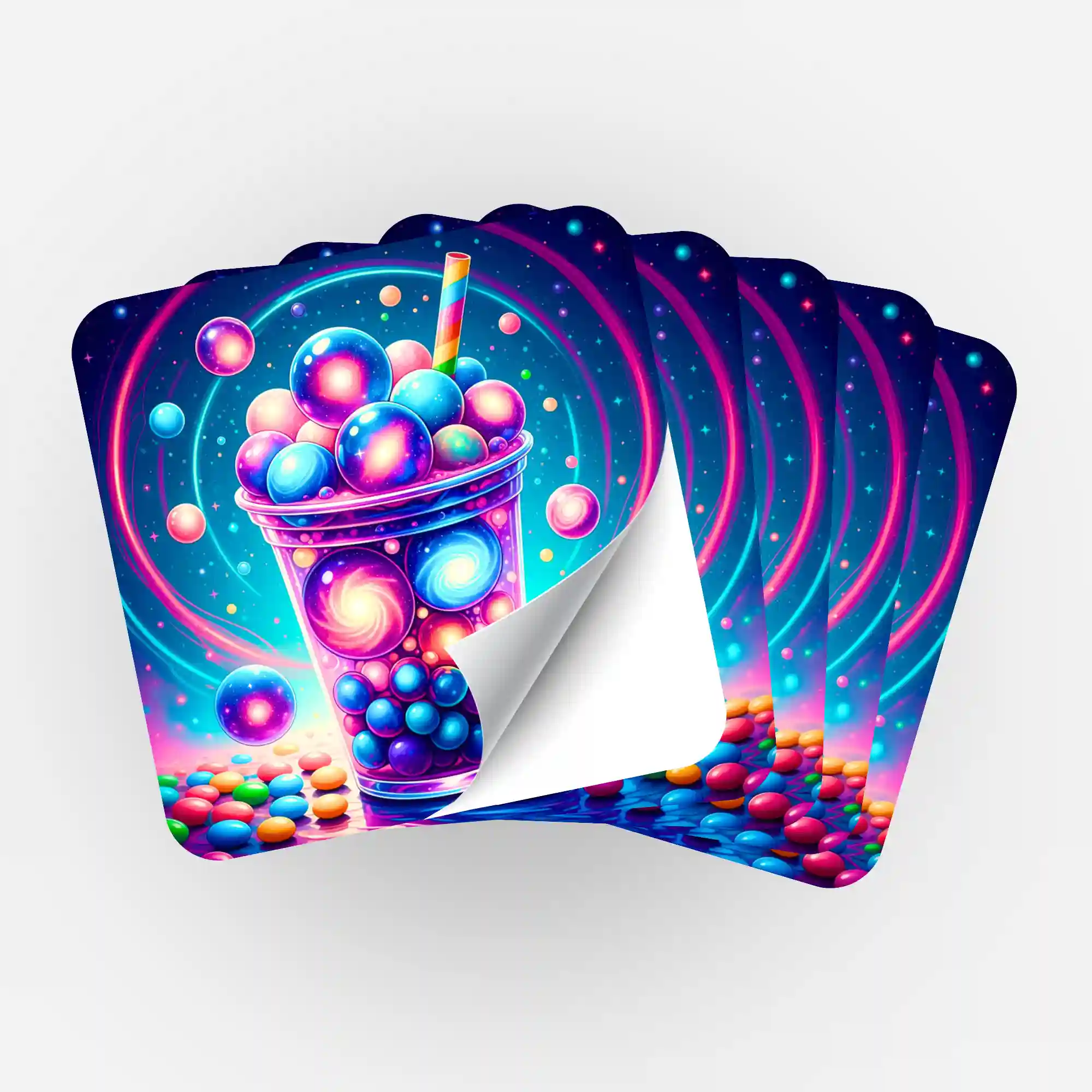 Aufkleber 5er-Set - Bubble Tea Universum