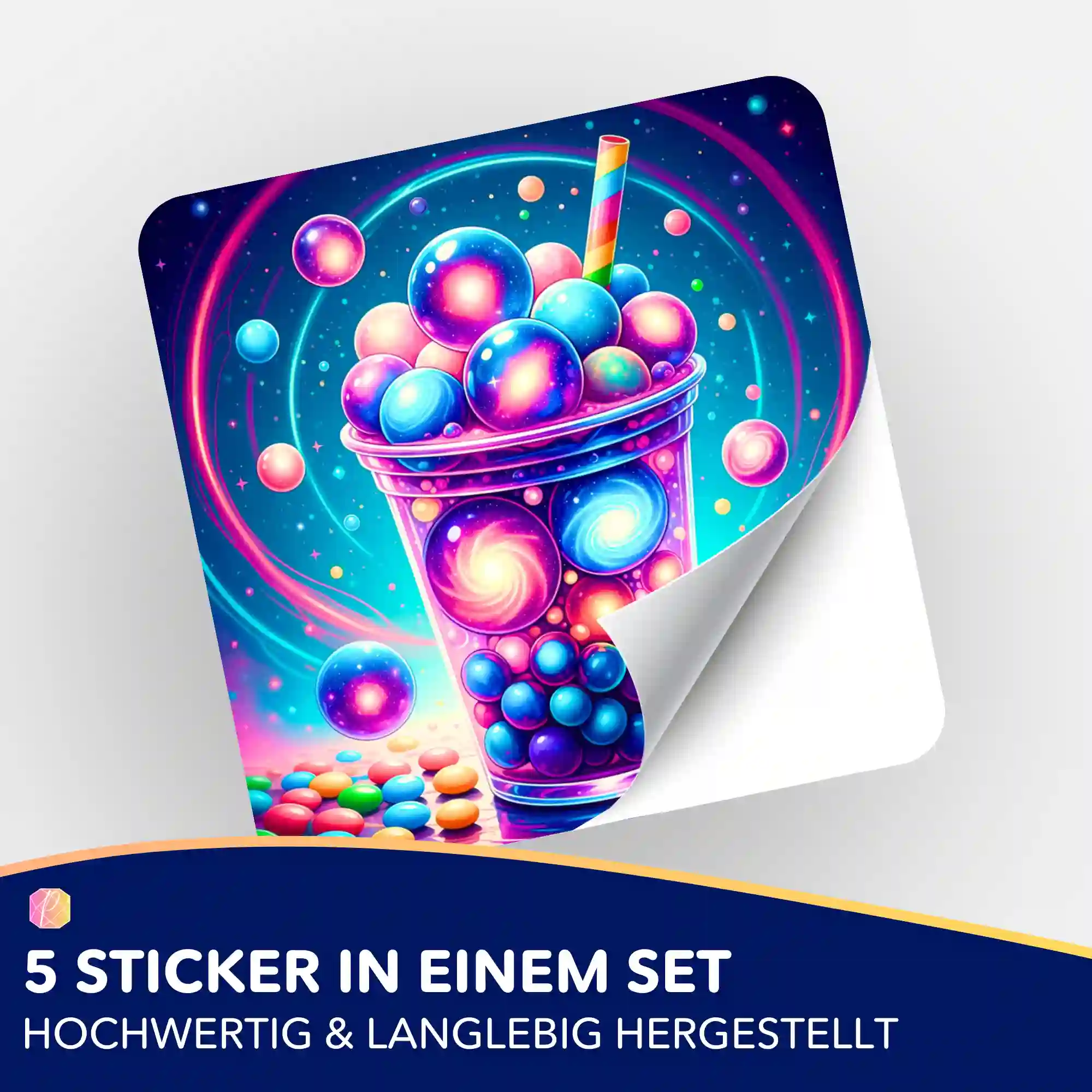 Aufkleber 5er-Set - Bubble Tea Universum - Image 2