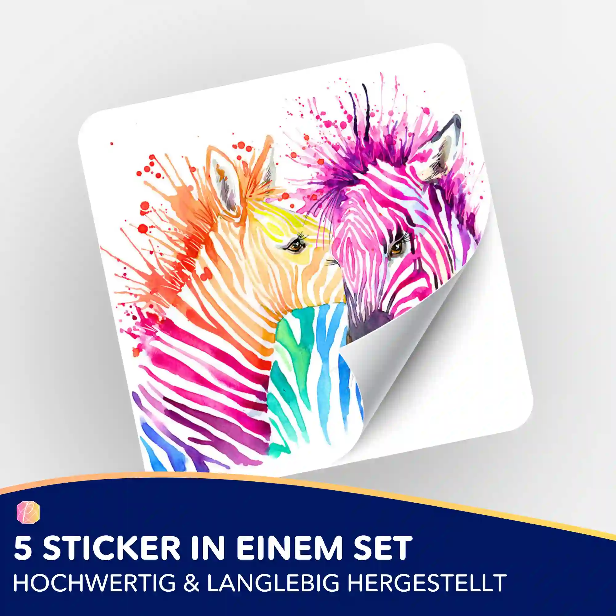 Aufkleber 5er-Set - Bunte Zebras - Image 2
