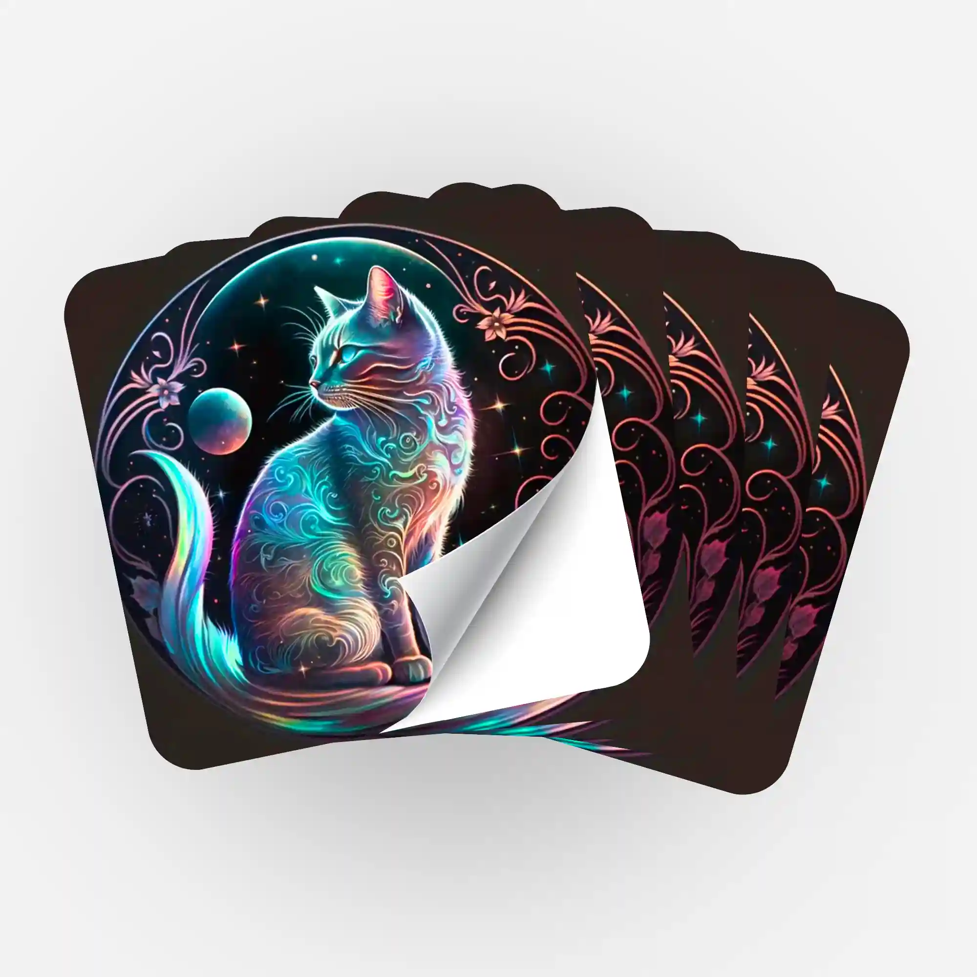 Aufkleber 5er-Set - Cat on the Moon