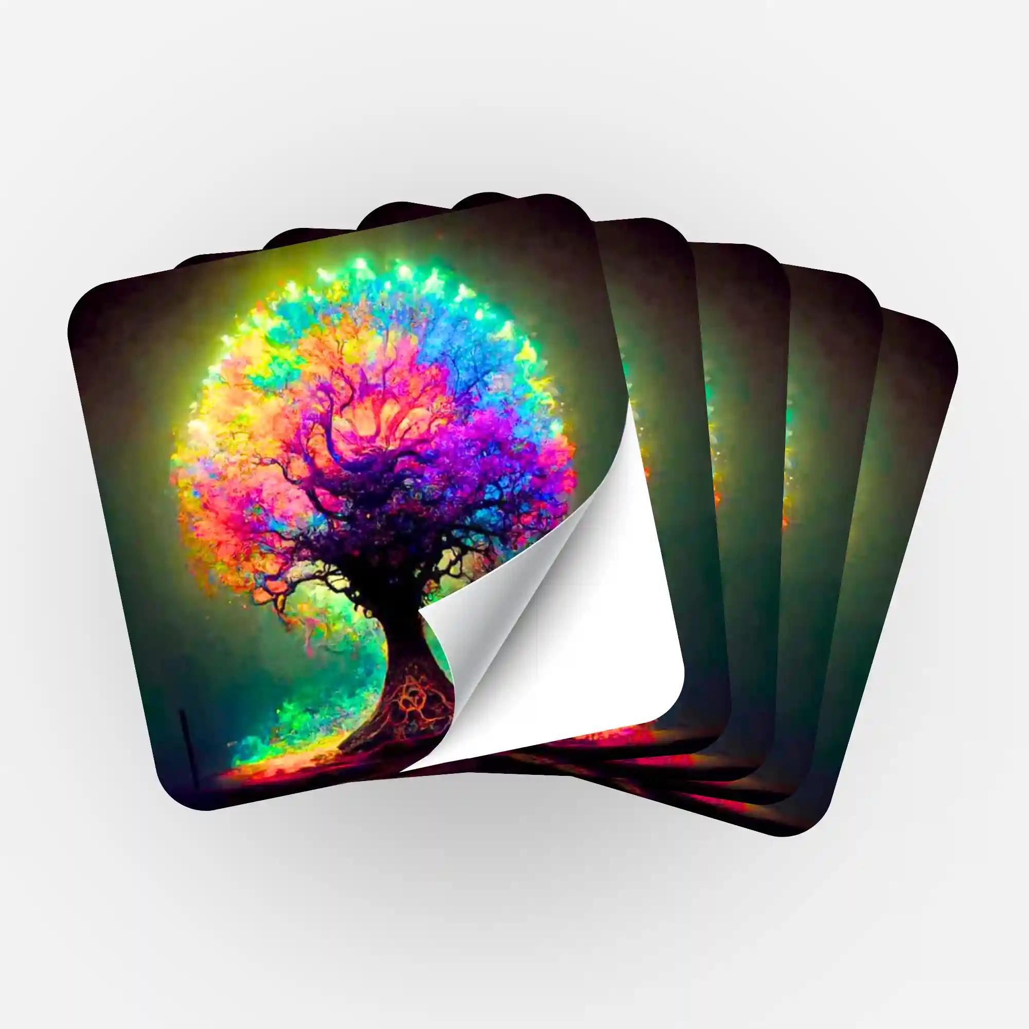 Aufkleber 5er-Set - Colorful lightning Tree