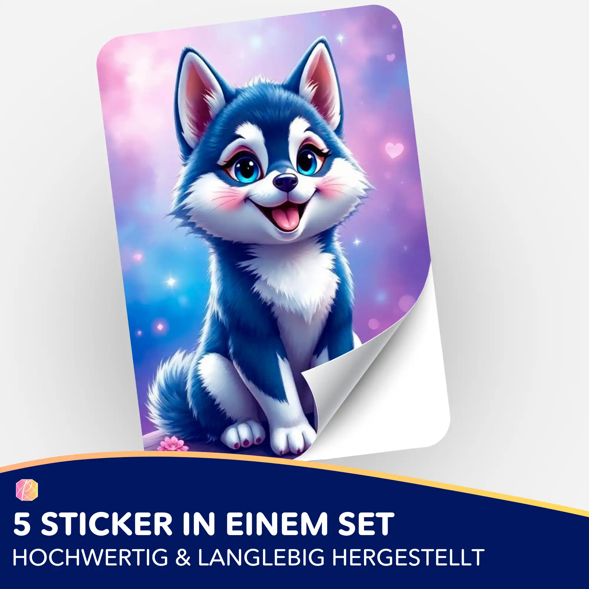 Aufkleber 5er-Set - Husky Happy - Image 2