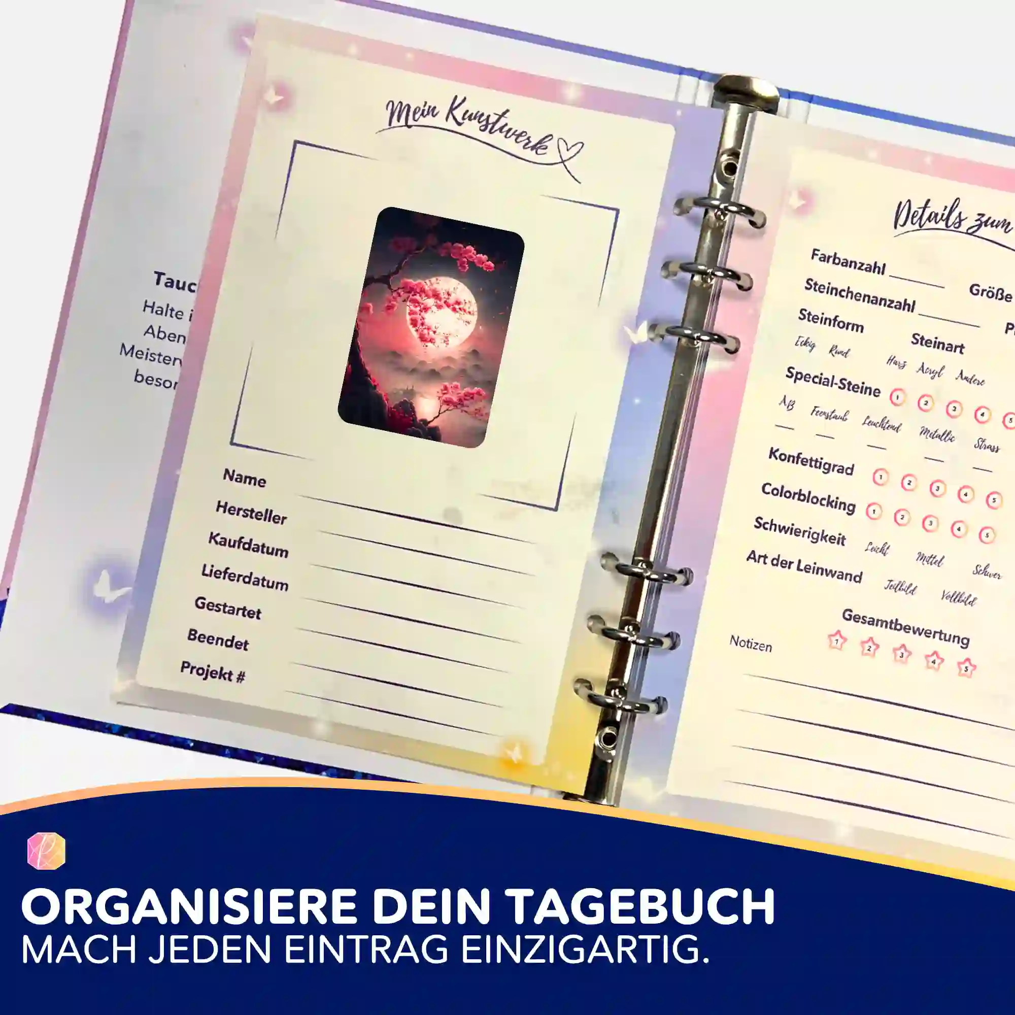 Aufkleber 5er-Set - Kirschblüten im Mondschein - Image 3