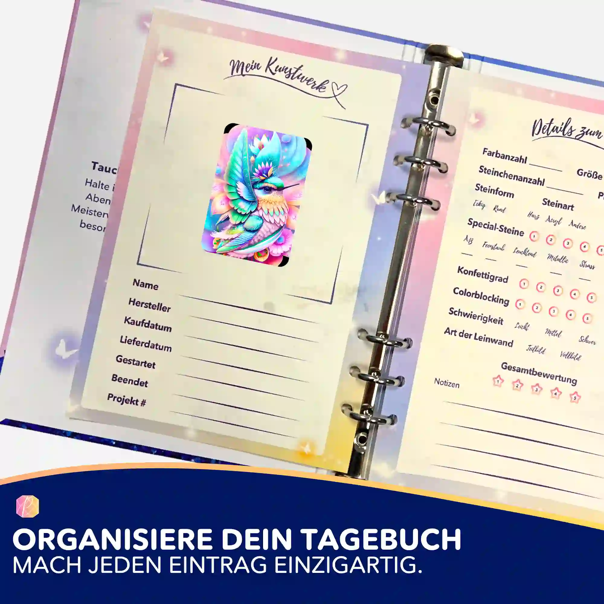 Aufkleber 5er-Set - Kolibri im Blütenkelch - Image 3