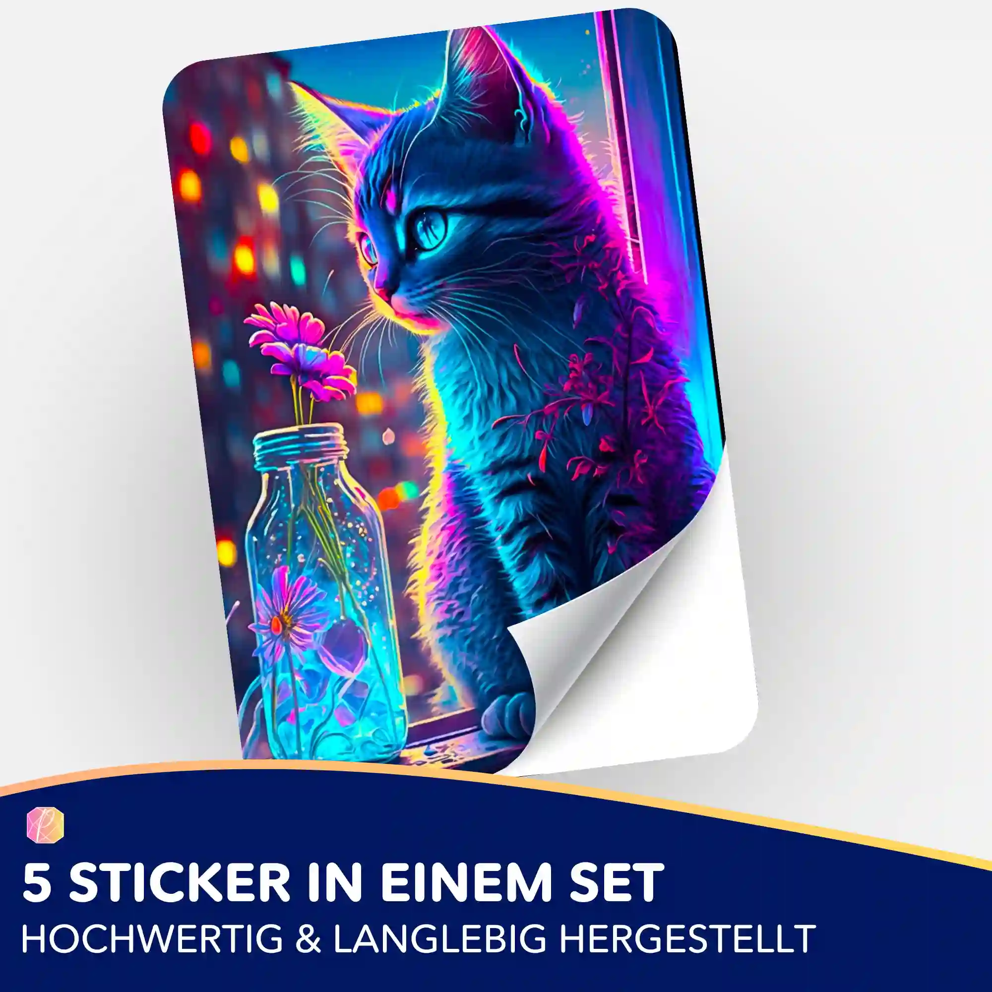 Aufkleber 5er-Set - Little Cat of Flowers - Image 2