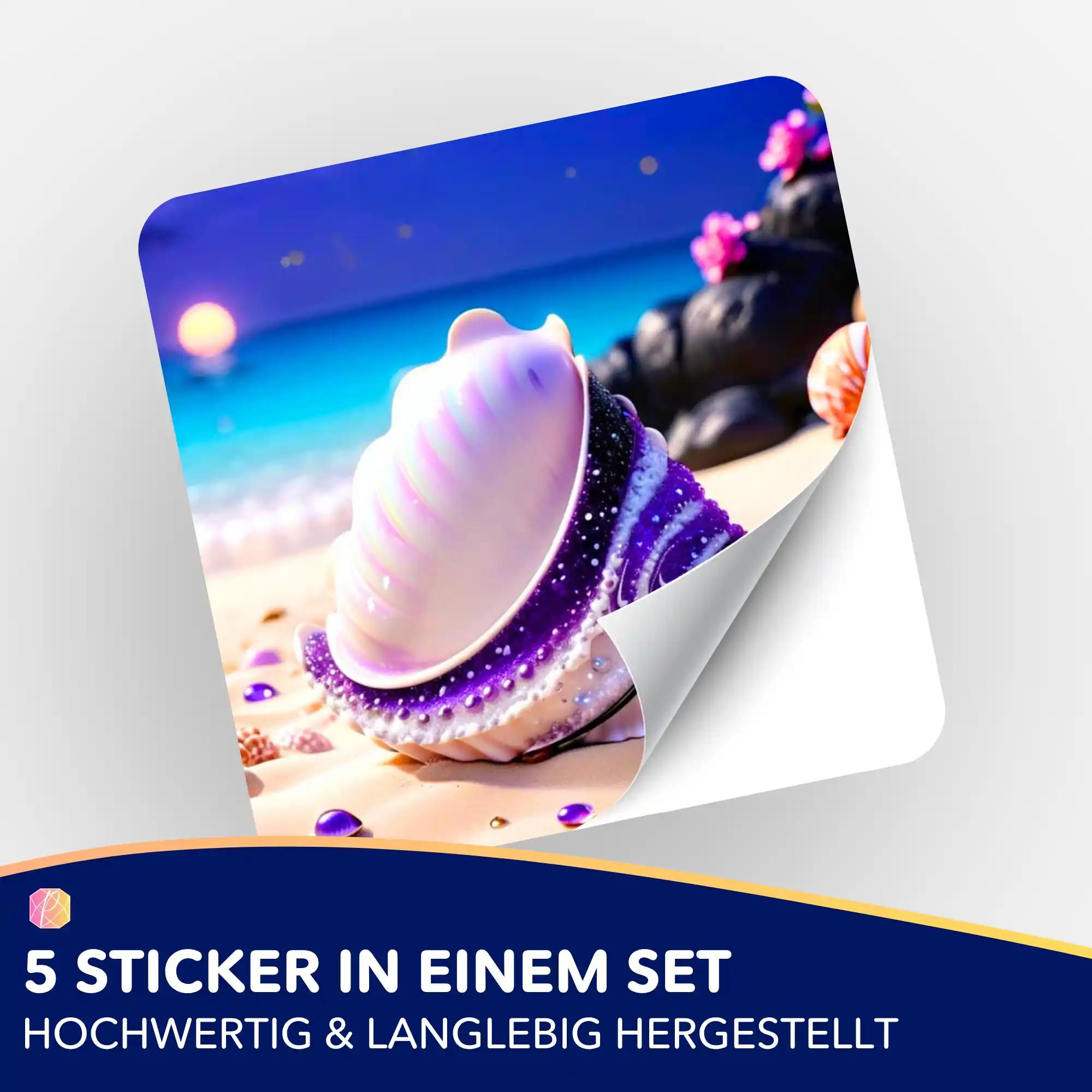 Aufkleber 5er-Set - Muschel Violett - Image 2
