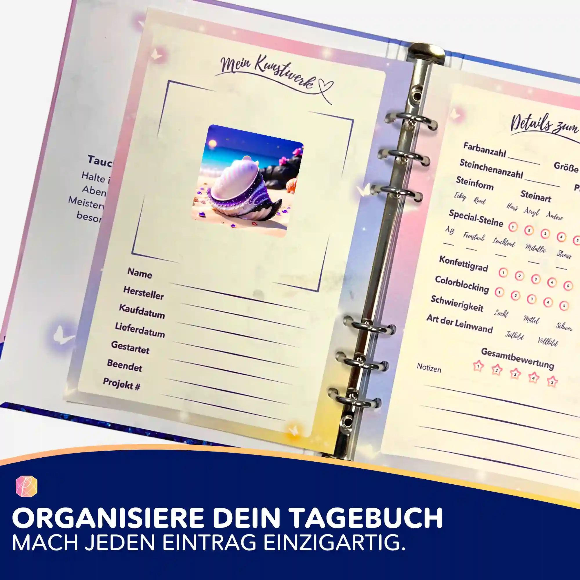 Aufkleber 5er-Set - Muschel Violett - Image 3