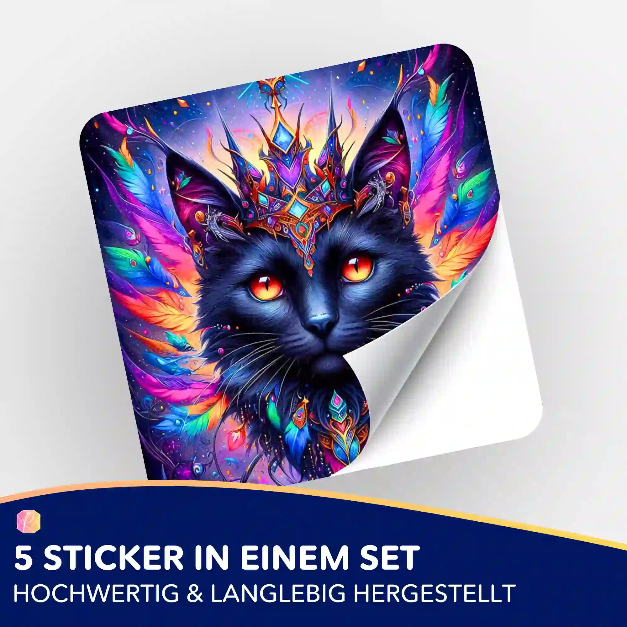 Aufkleber 5er-Set - Mystic colorsplash Cat - Image 2