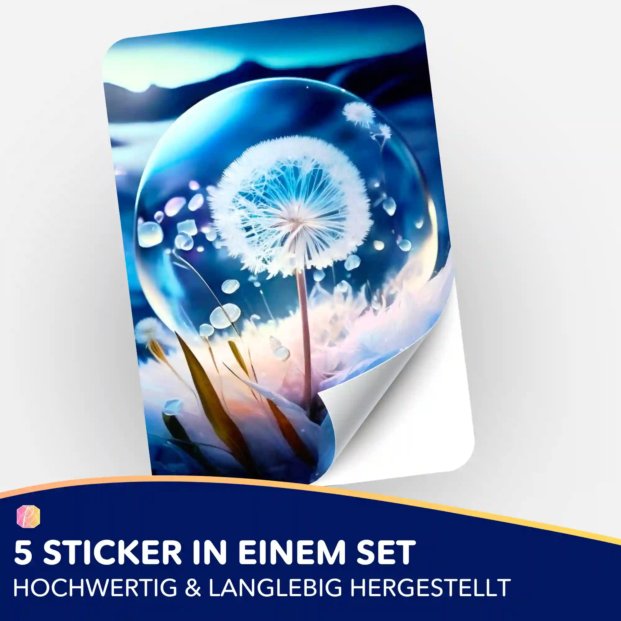 Aufkleber 5er-Set - Pusteblume Eiskristall - Image 2