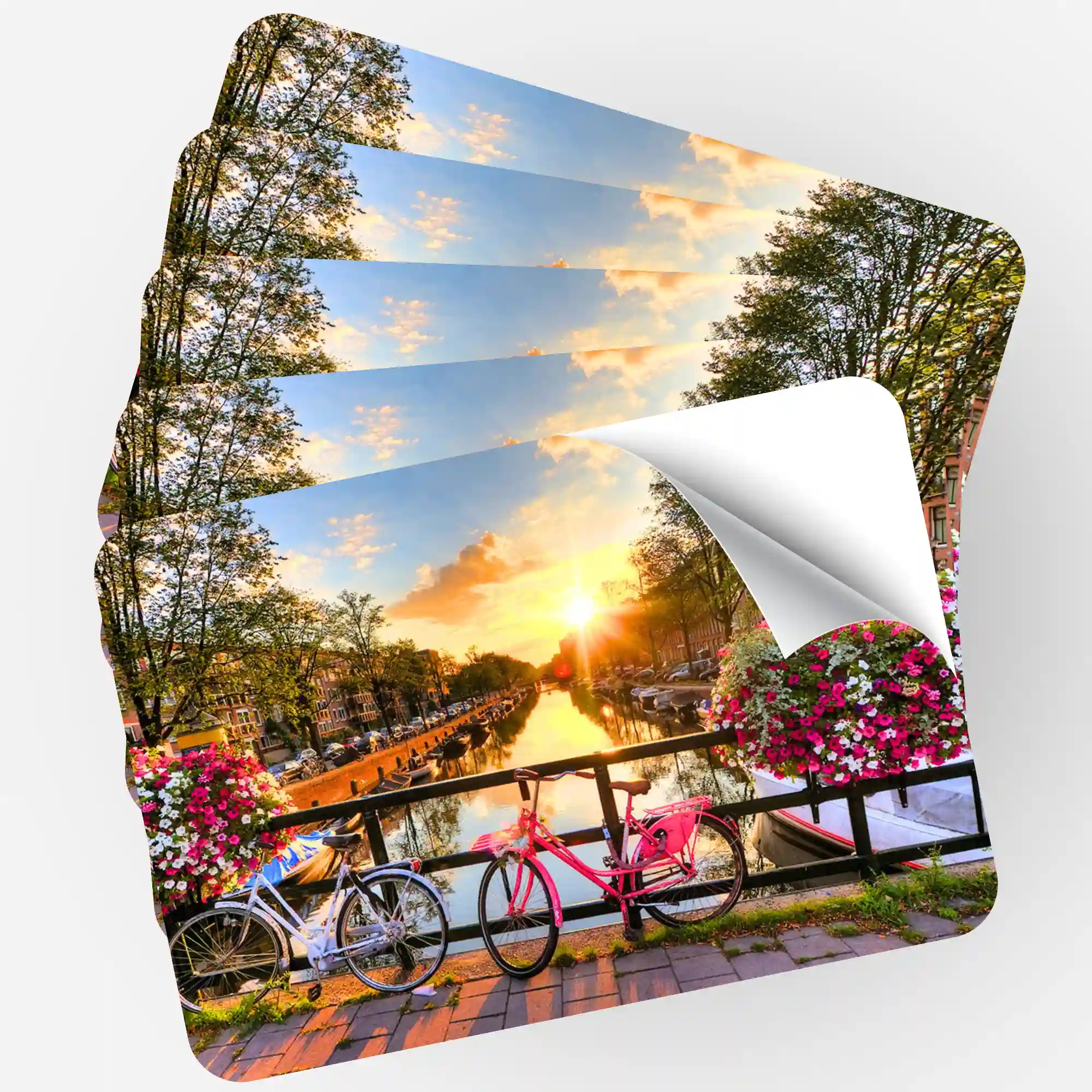 Aufkleber 5er-Set - Sonnenuntergang in Amsterdam