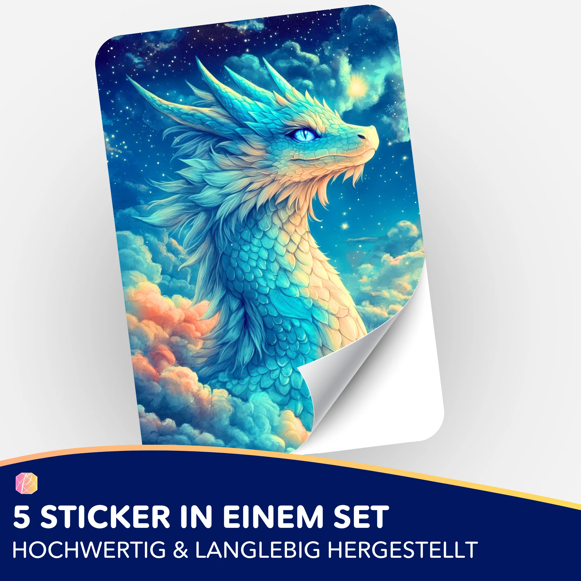 Aufkleber 5er-Set - Susen Pfifferling - Himmelsdrache Saphira - Image 2