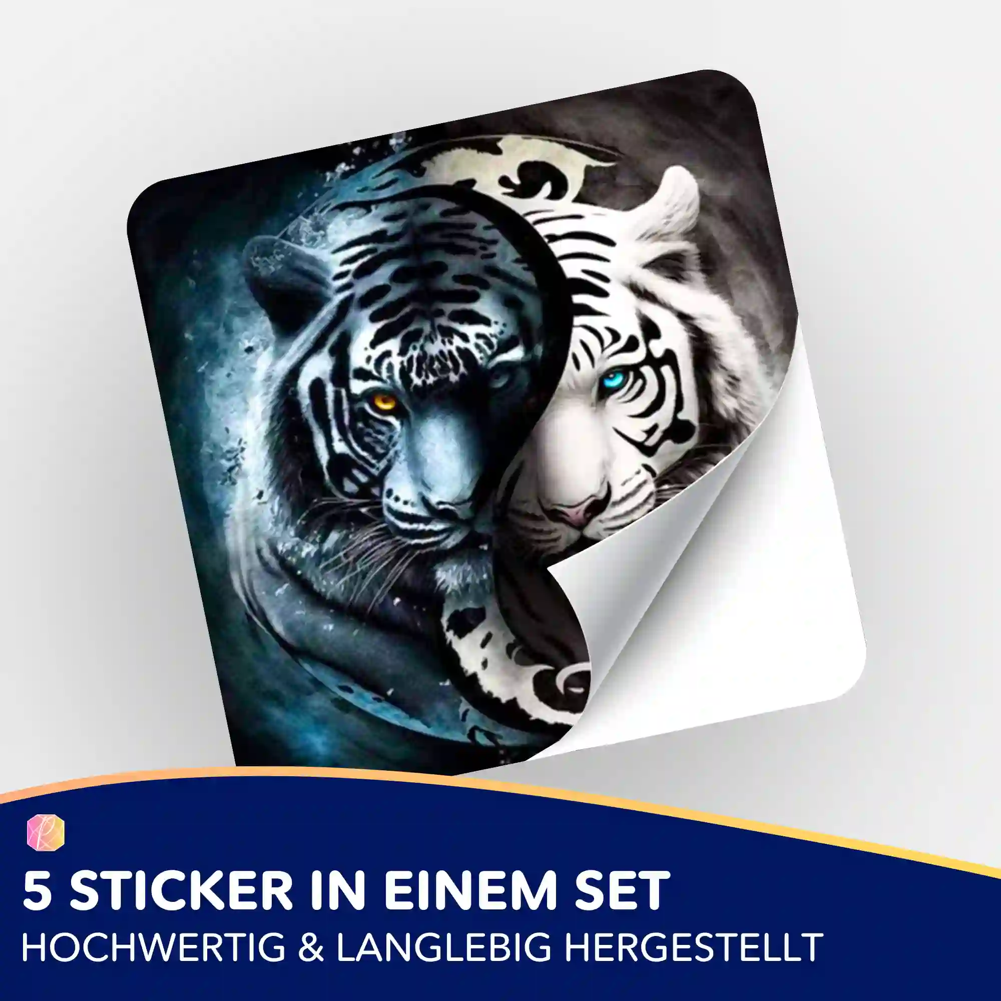 Aufkleber 5er-Set - Tiger "Ying und Yang" - Image 2