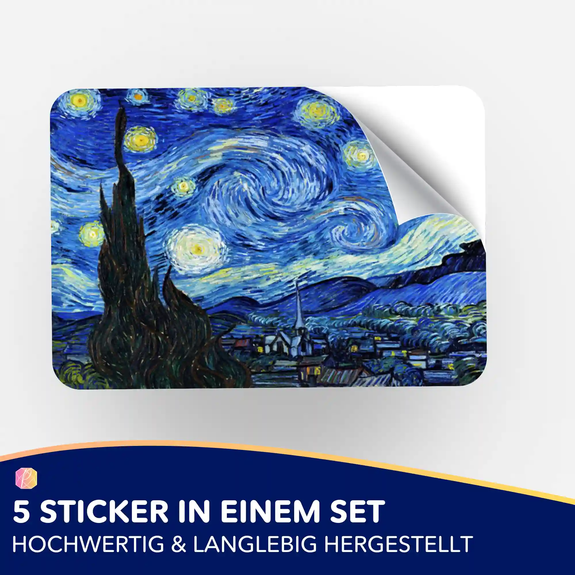 Aufkleber 5er-Set - Van Gogh "Sternennacht" - Image 2