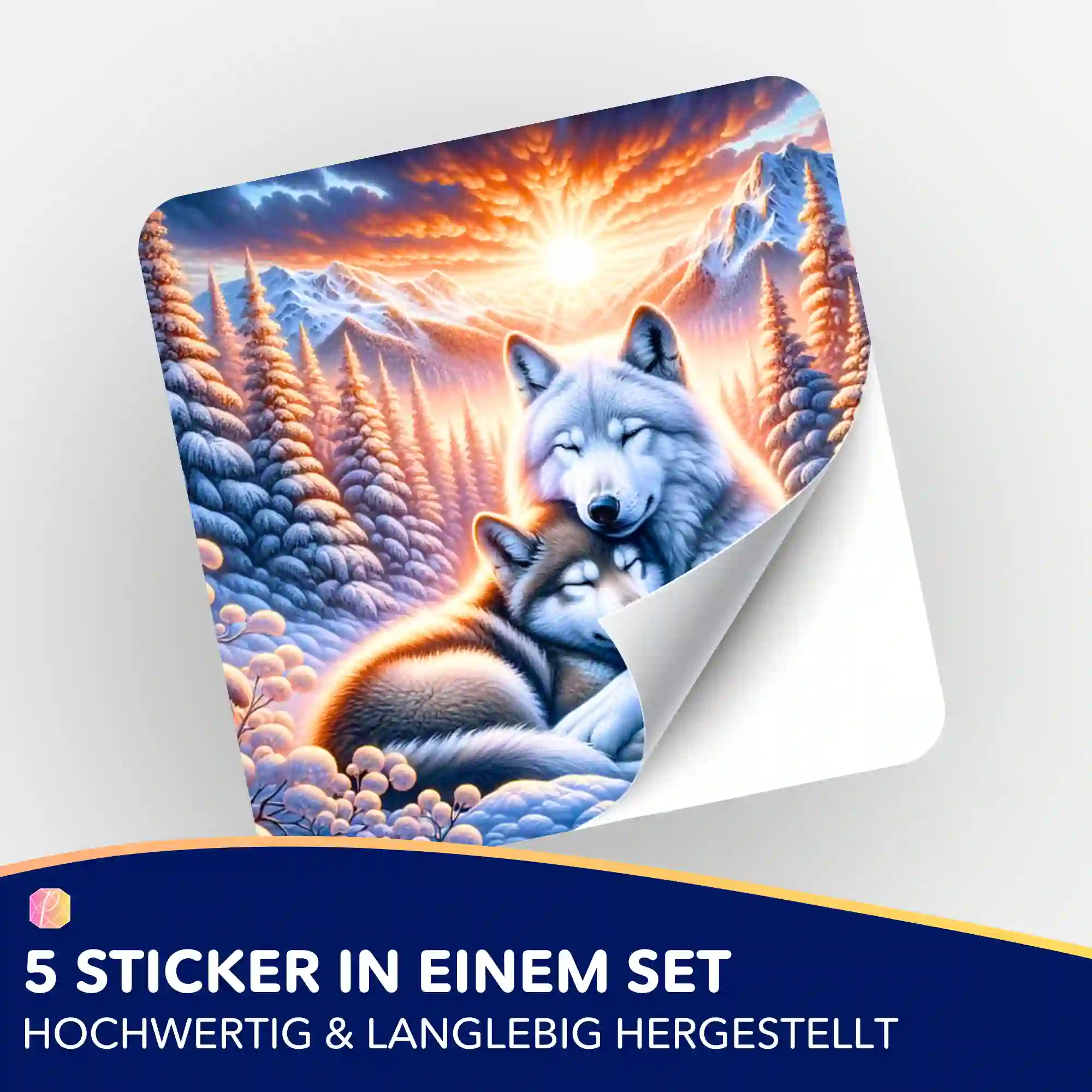 Aufkleber 5er-Set - Wolfliebe im Sonnenaufgang - Image 2