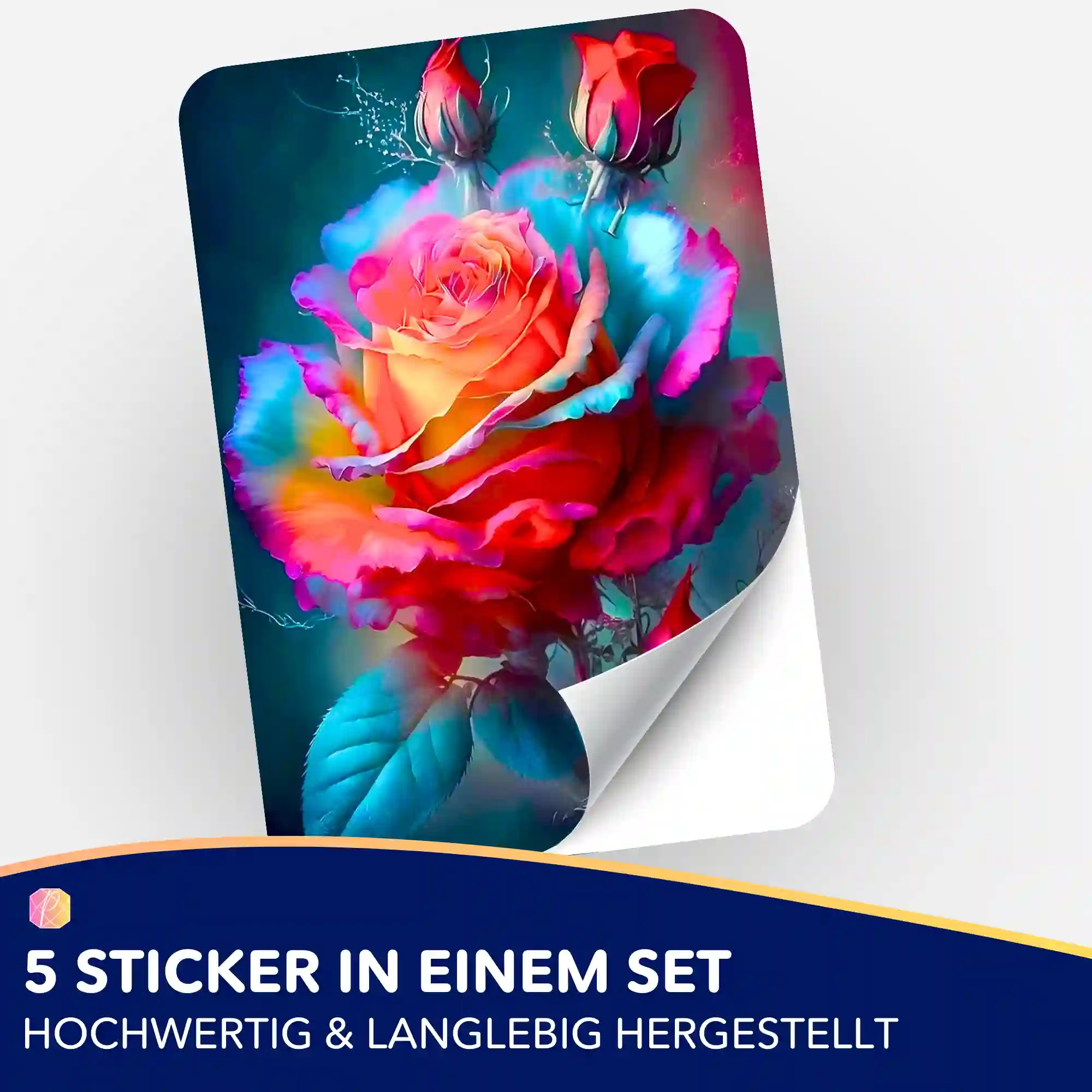 Aufkleber 5er-Set - Zarte Rosenblüte - Image 2