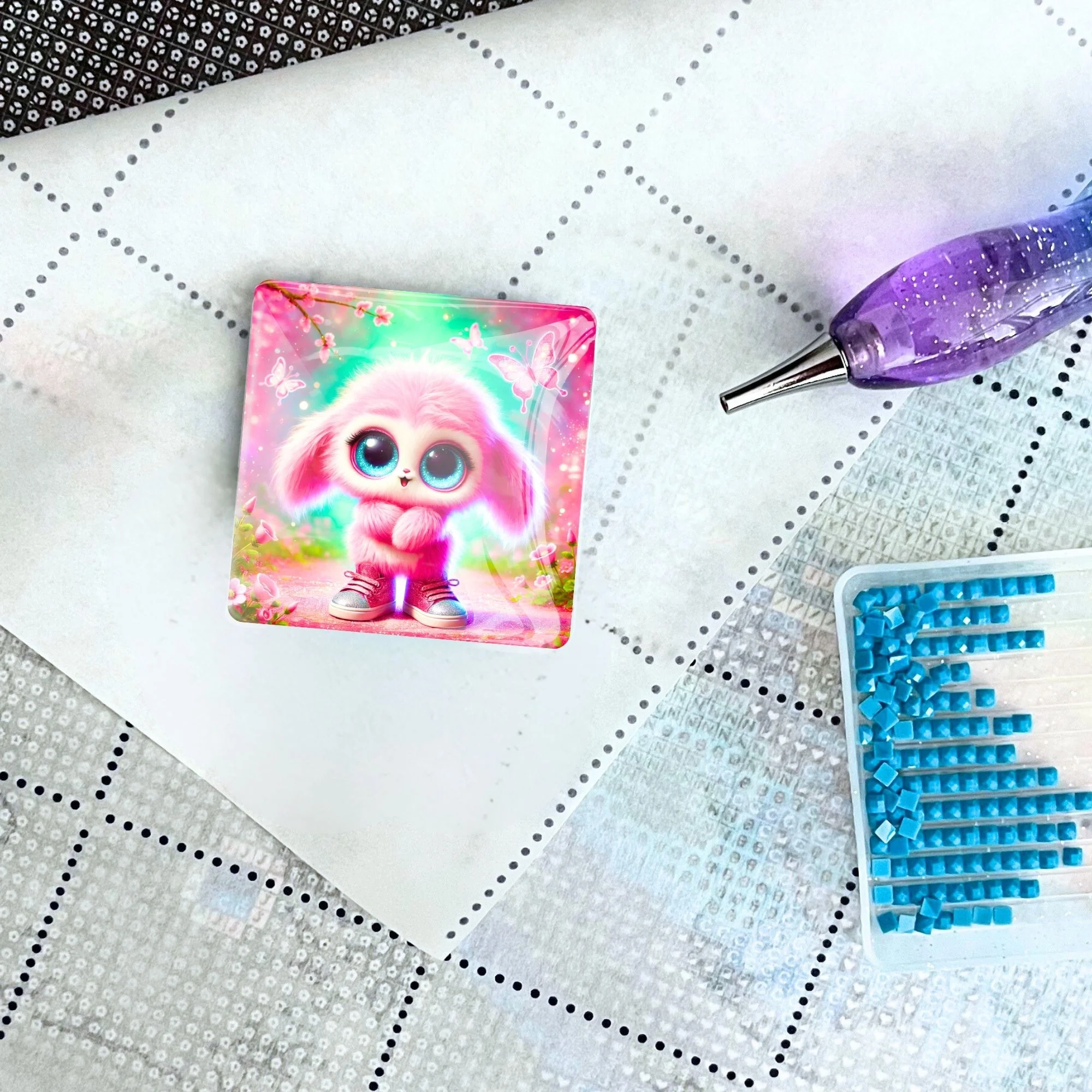 Cover Minder - Diamond Painting - Pink Fluffel Knuffel - Image 2