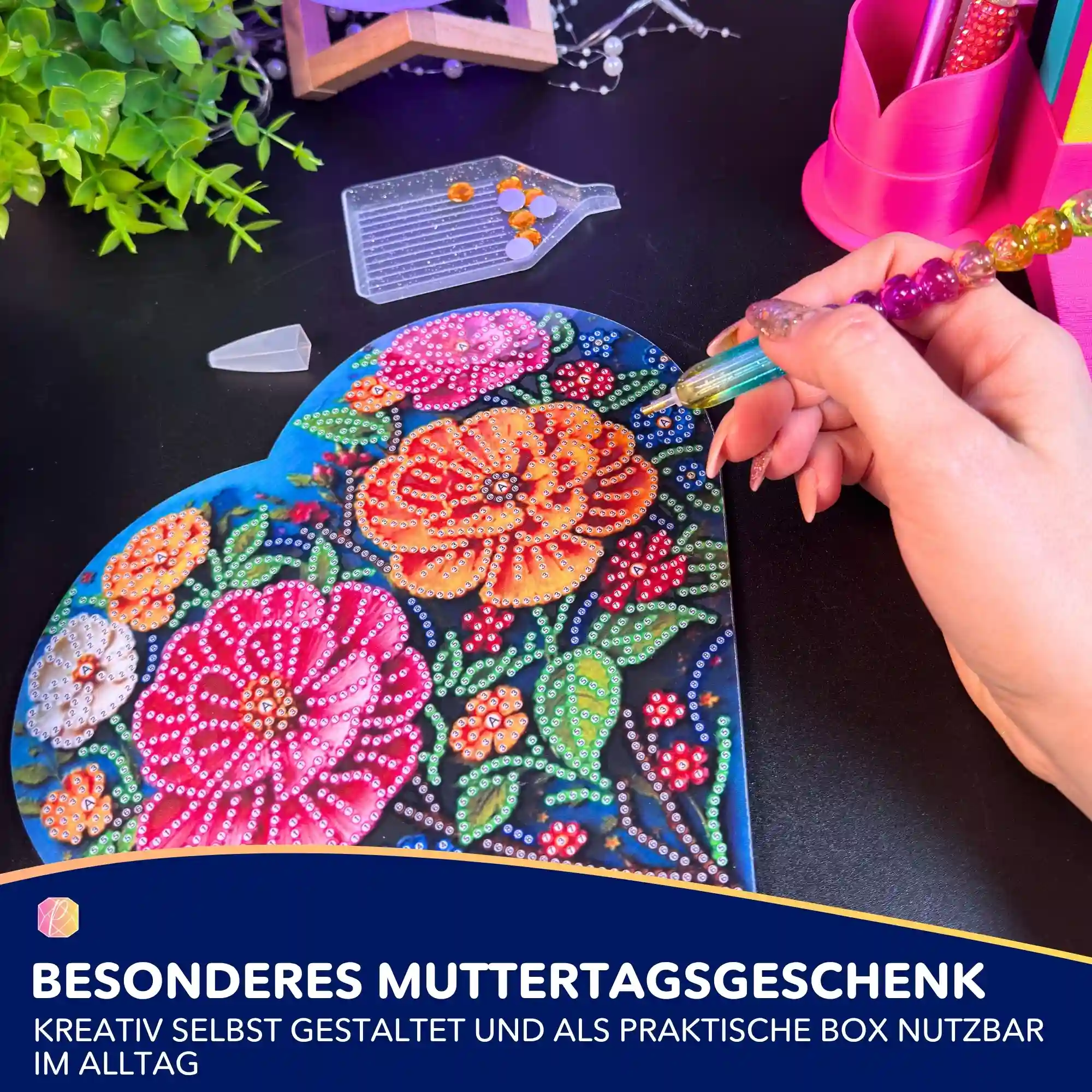 Diamond Painting Aufbewahrungsbox Blumen - Muttertag - Image 6