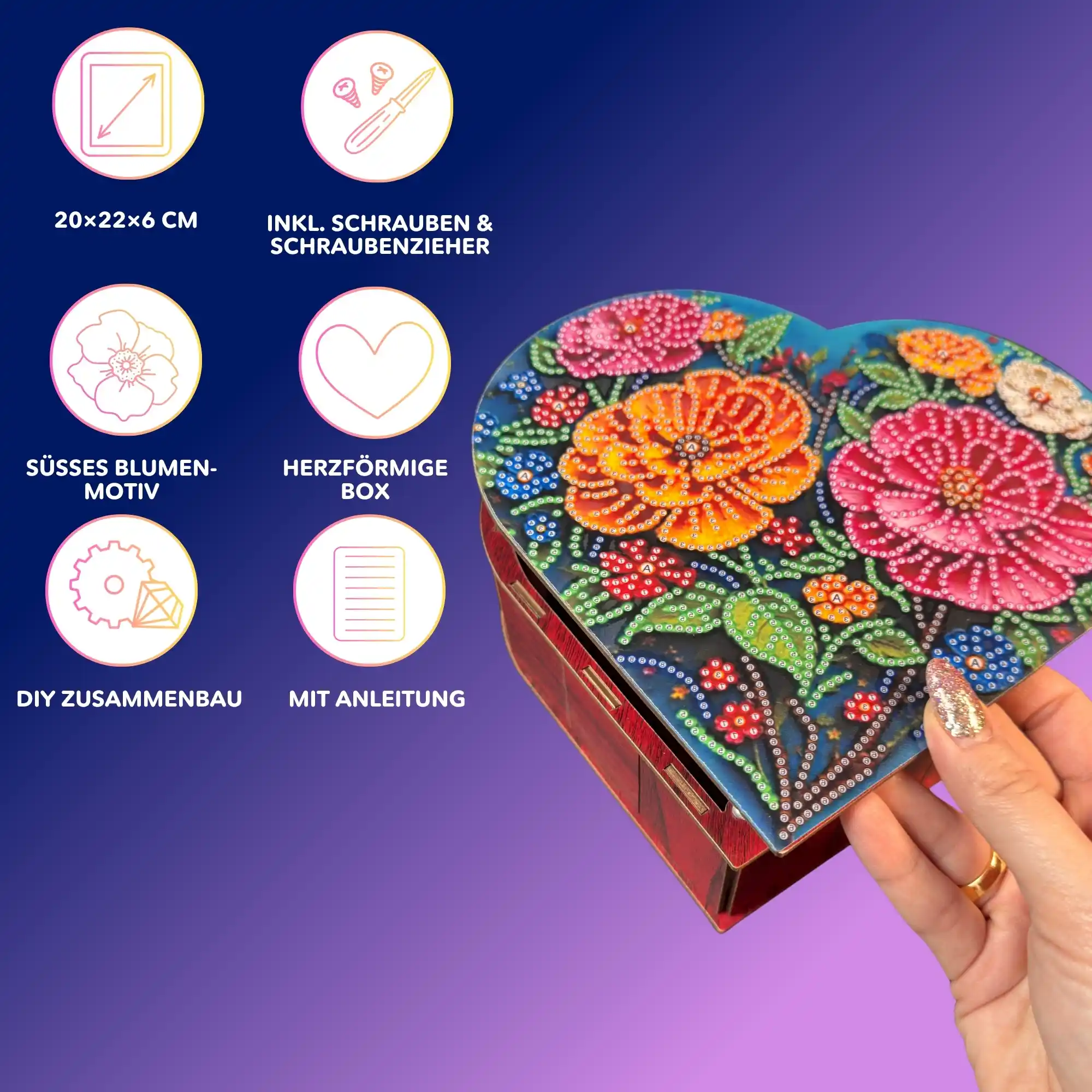 Diamond Painting Aufbewahrungsbox Blumen - Muttertag - Image 7