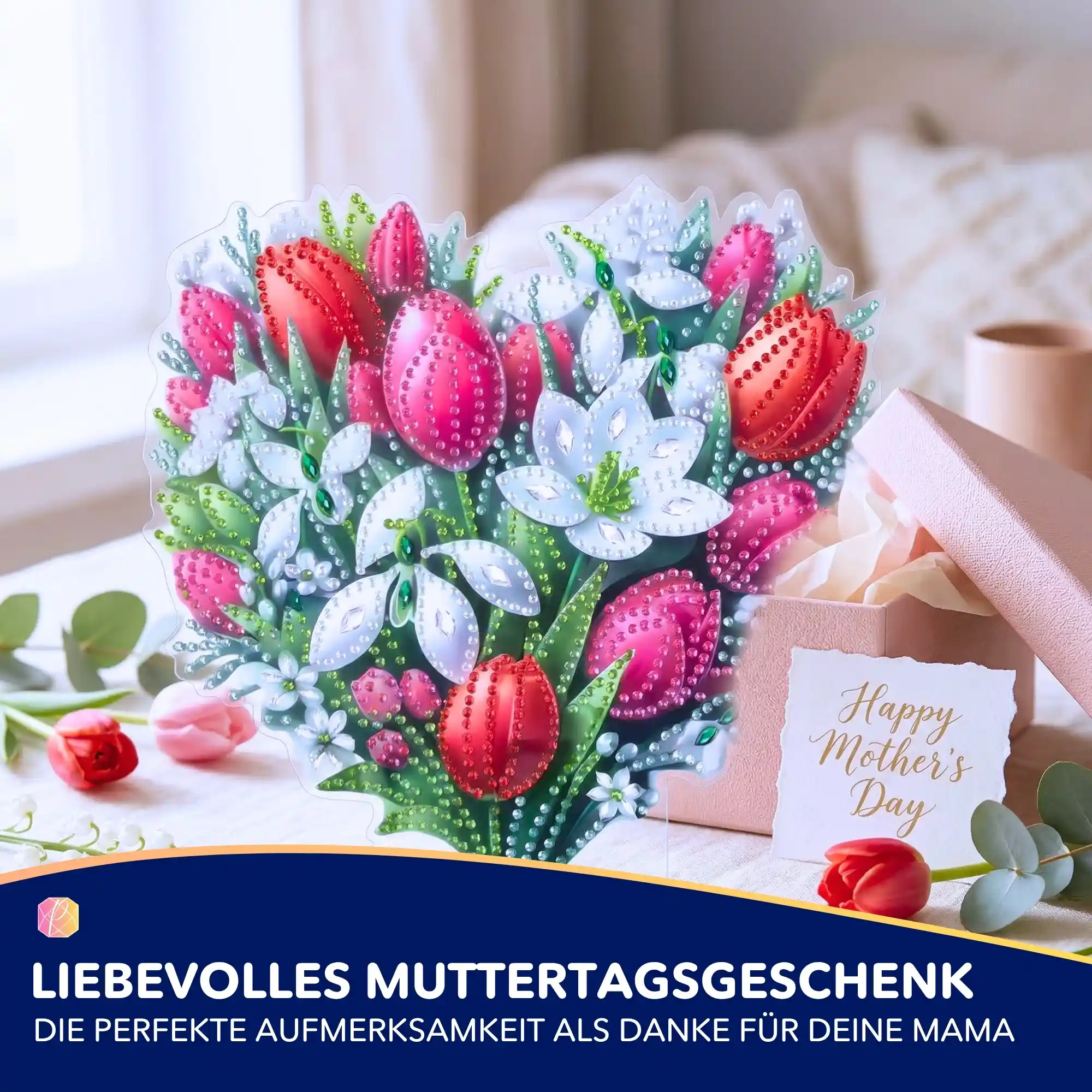 Diamond Painting Aufsteller Blumenherz - Muttertag - Image 2