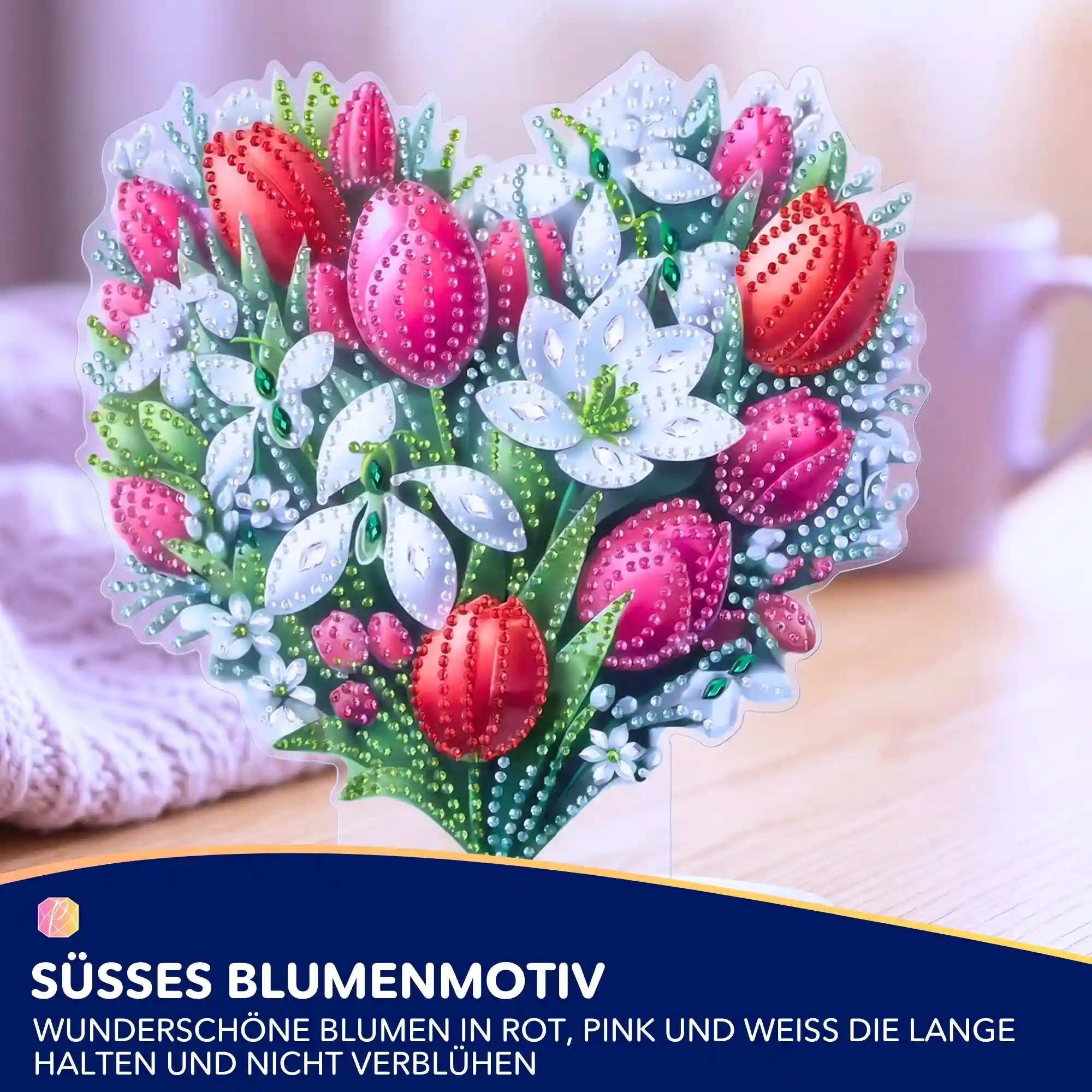 Diamond Painting Aufsteller Blumenherz - Muttertag - Image 4