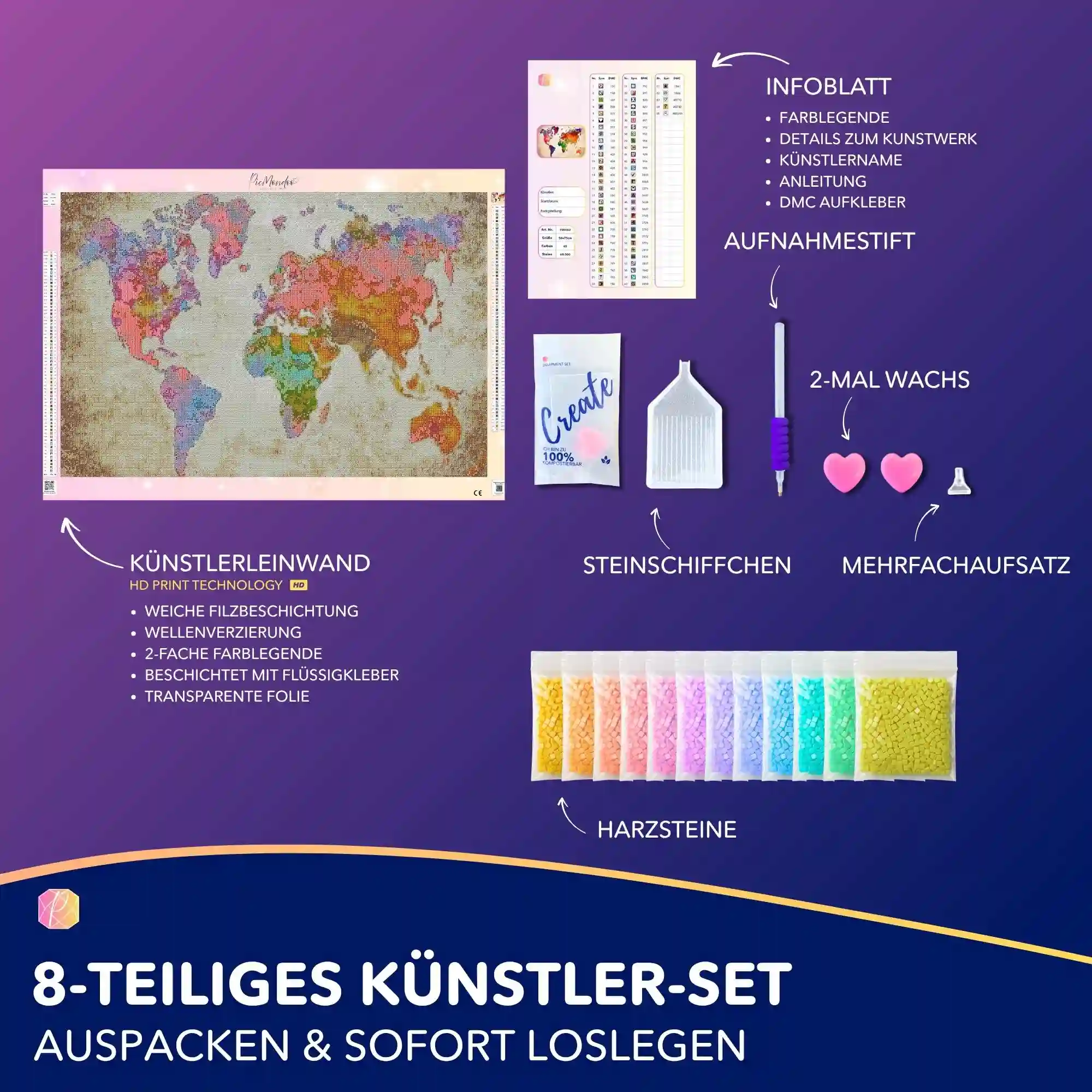 Diamond Painting - Bunte Weltkarte - Image 3