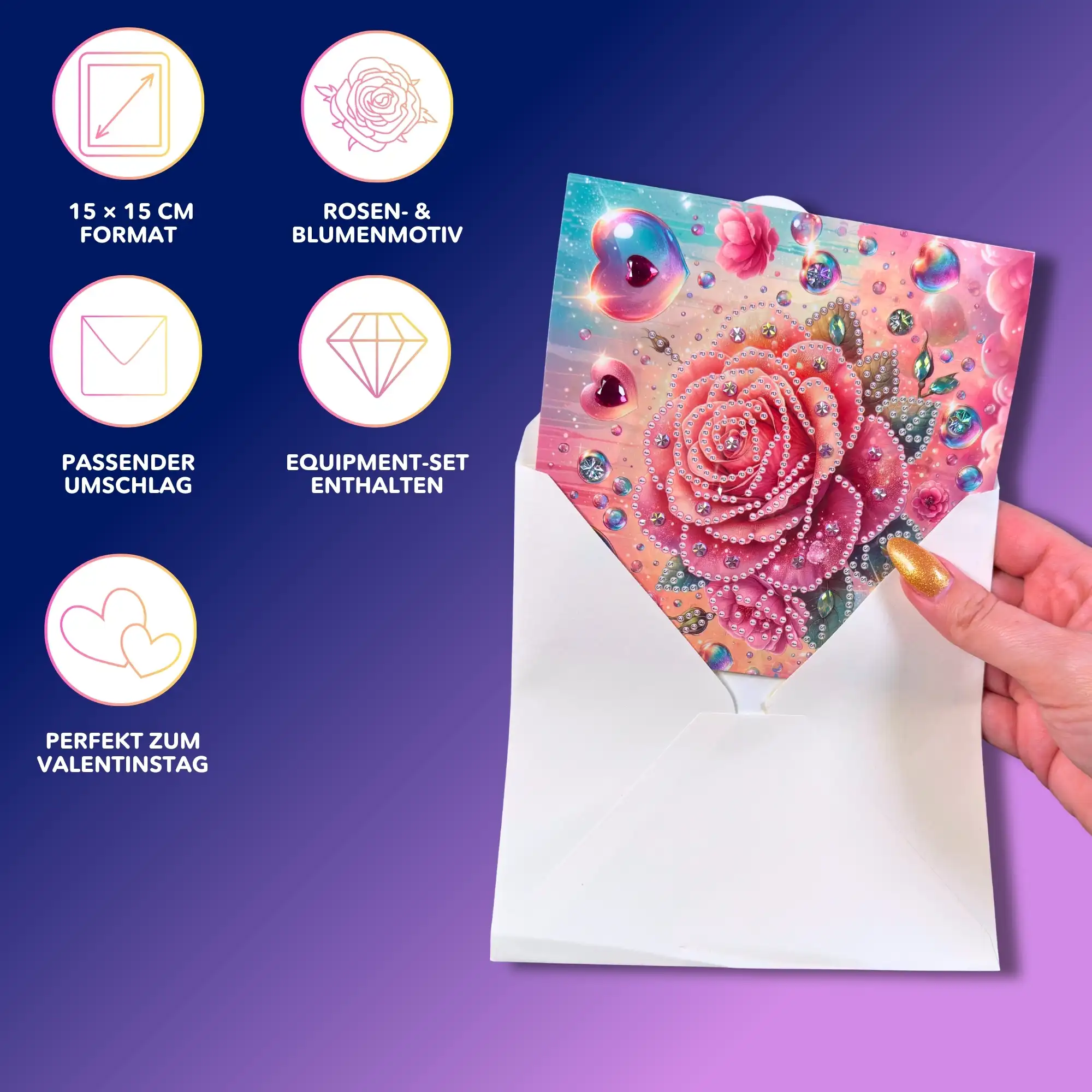 Diamond Painting Geschenkkarte Rose - Image 7