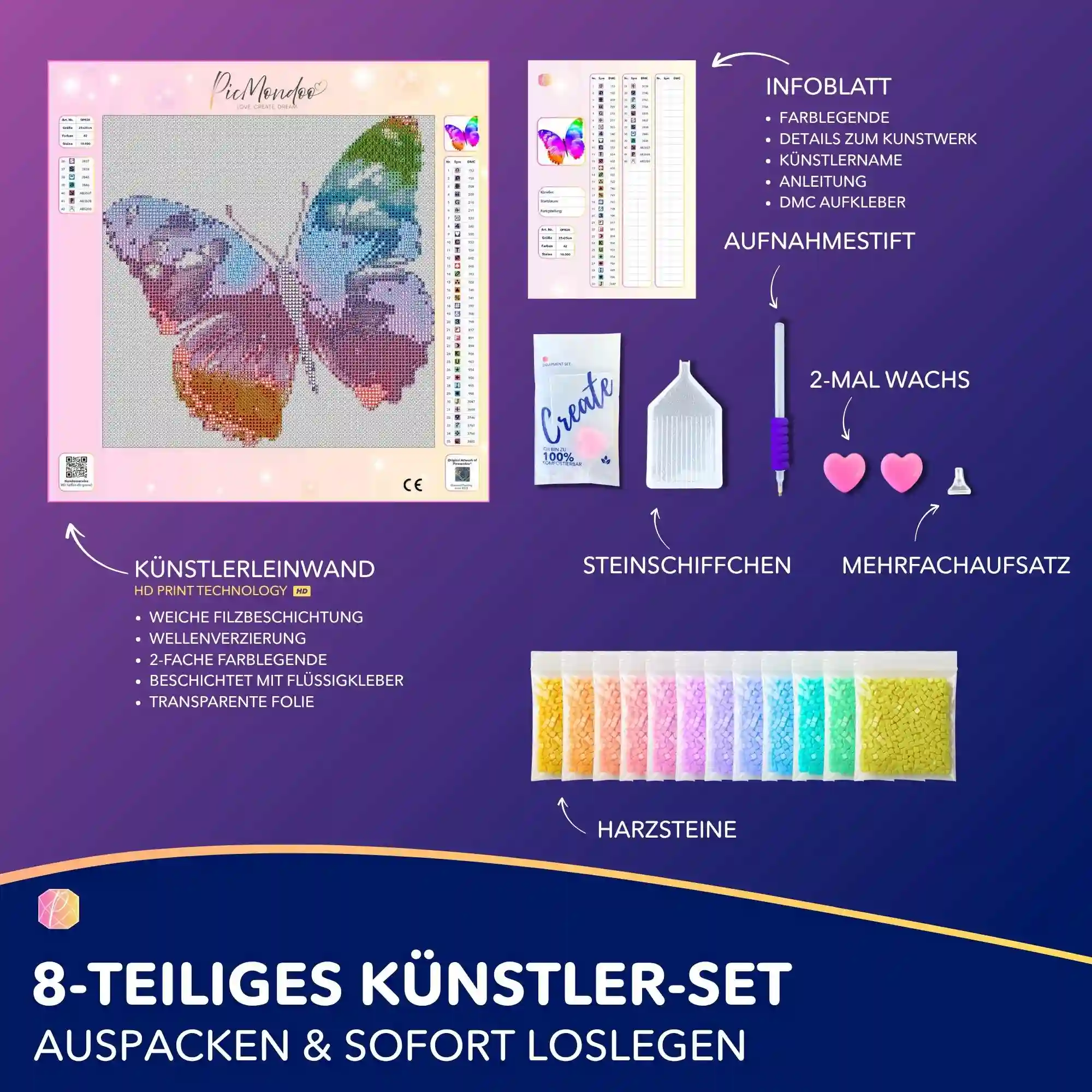 Diamond Painting Kids - Farbenfroher Schmetterling - Image 4