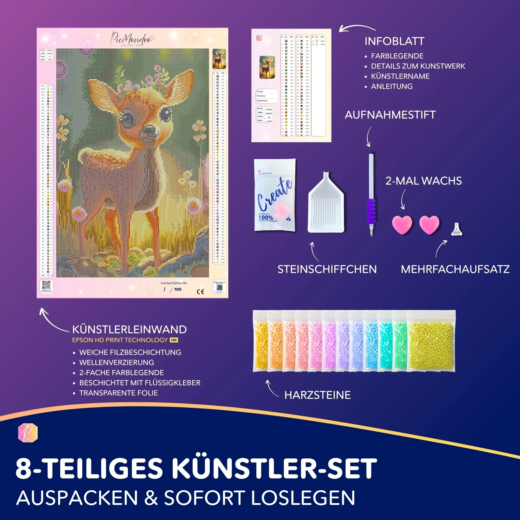 Diamond Painting - Kleines Rehkitz Anabell "Limited Edition" - Image 4