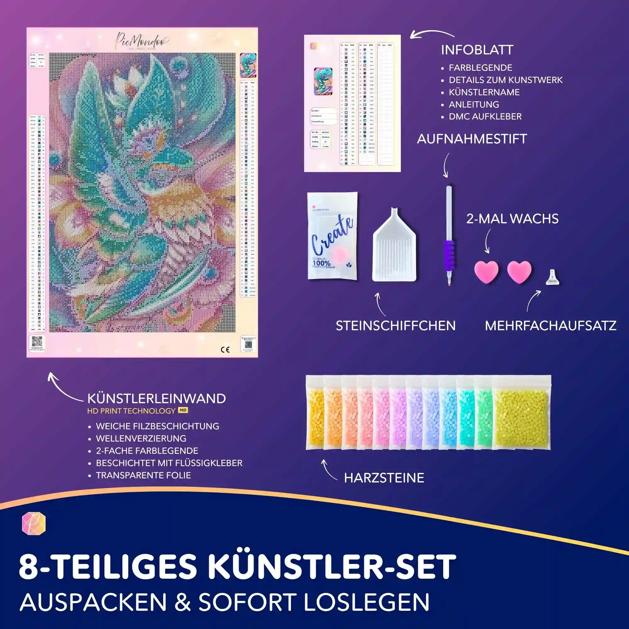 Diamond Painting - Kolibri im Blütenkelch - Image 3