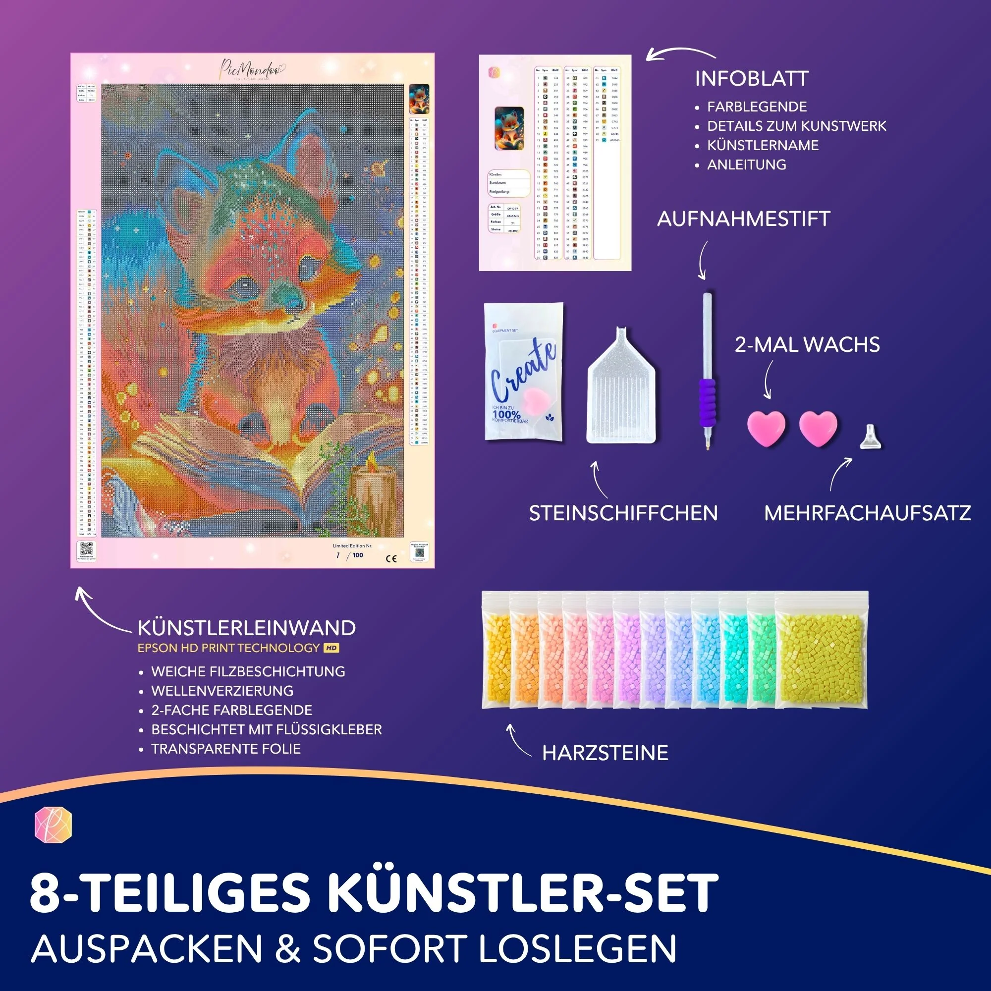 Diamond Painting - Lesestunde im Fuchswald "Limited Edition" - Image 4