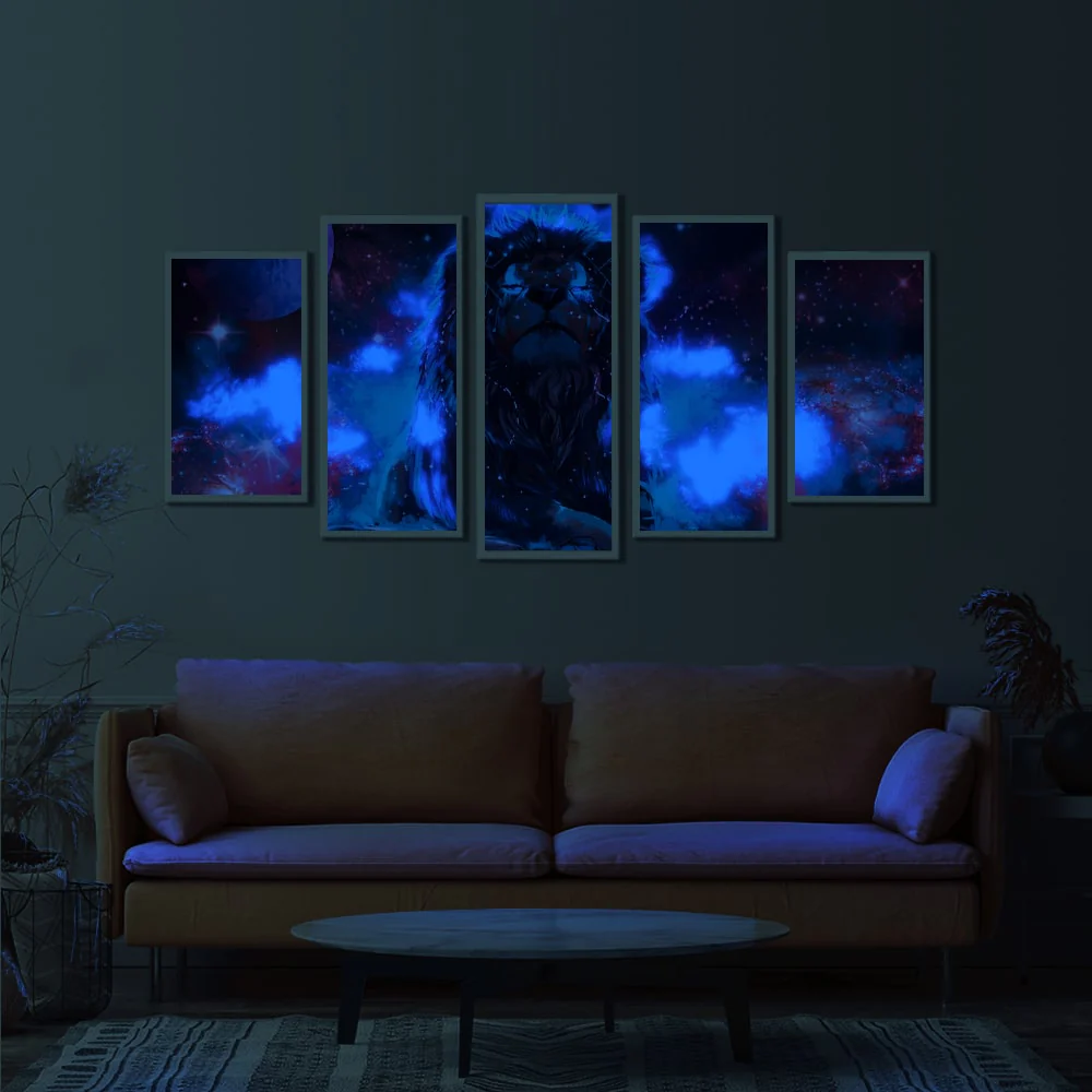 Diamond Painting Leuchtbild - Löwe der leuchtenden Galaxie XXL / 5-teilig - Image 3