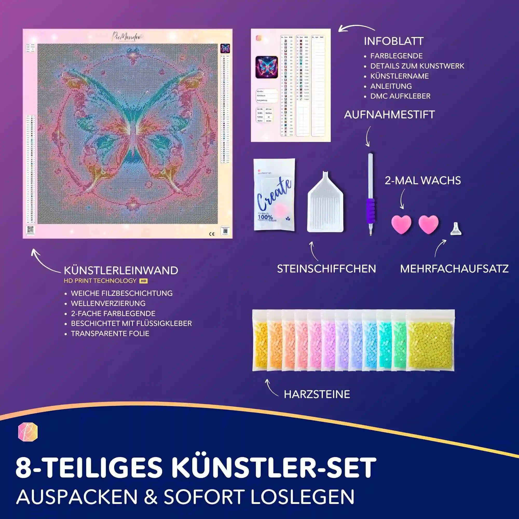 Diamond Painting Leuchtbild Special - Circle of Butterfly - Image 3