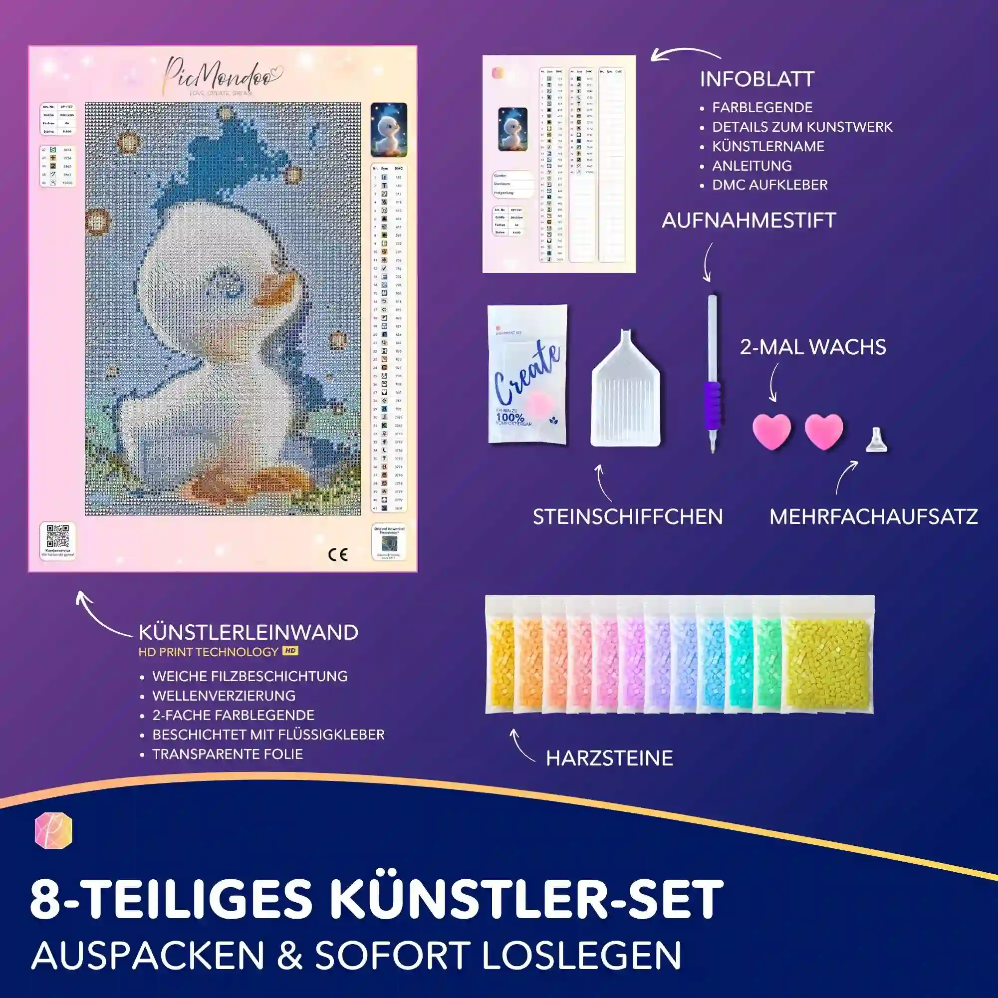 Diamond Painting Leuchtbild Special - Glitzer Entlein - Image 4