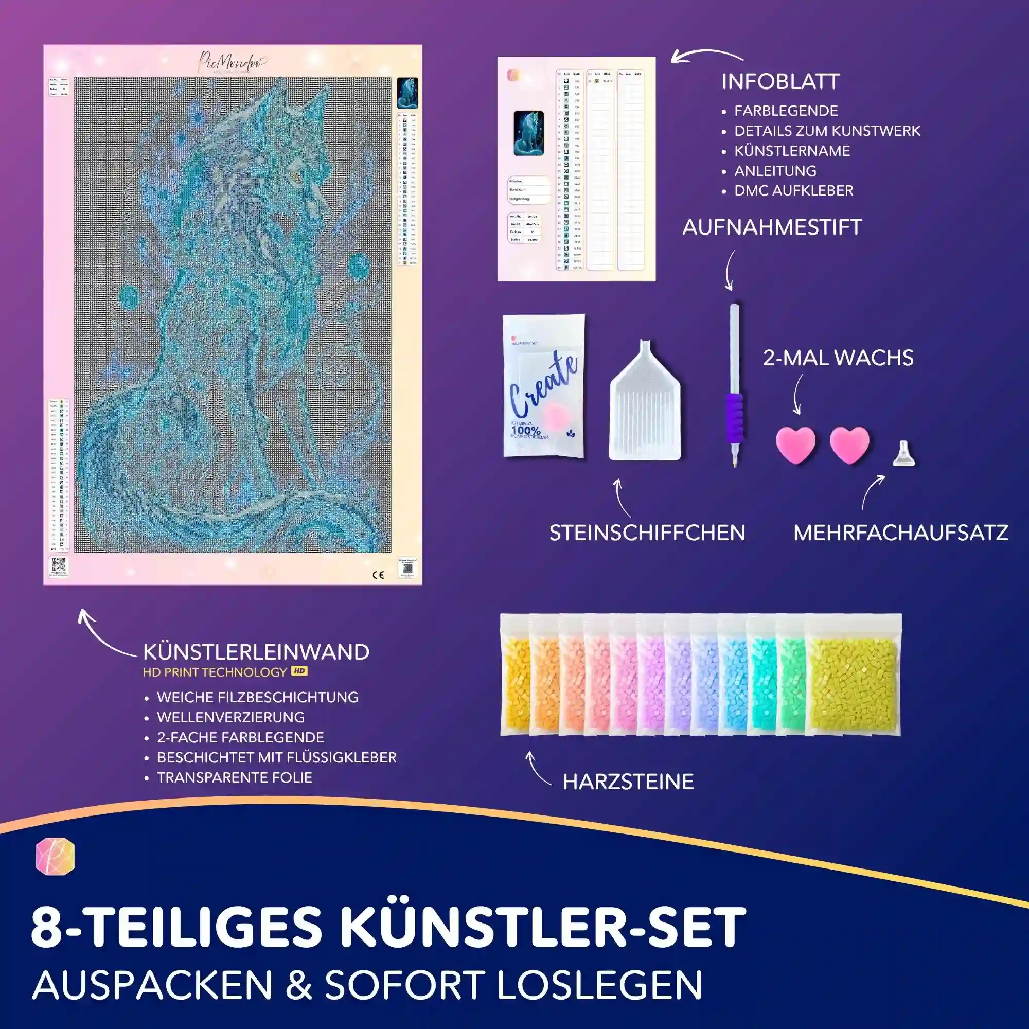 Diamond Painting Leuchtbild Special - Verzauberter Wolf - Image 3