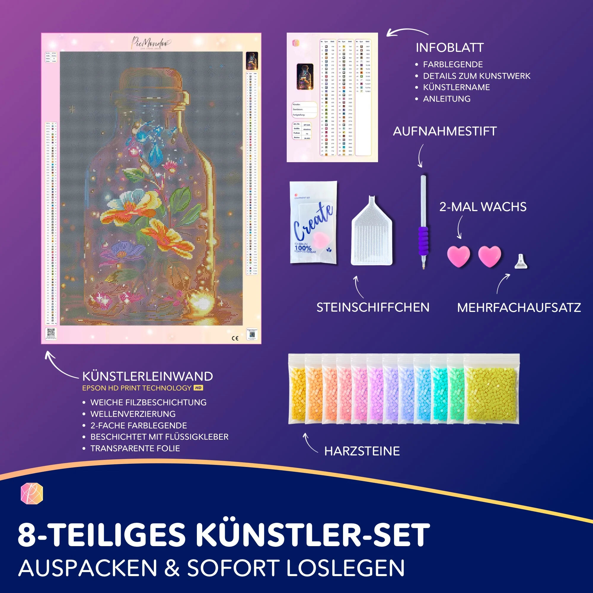 Diamond Painting - Leuchtender Blütenzauber - Image 4