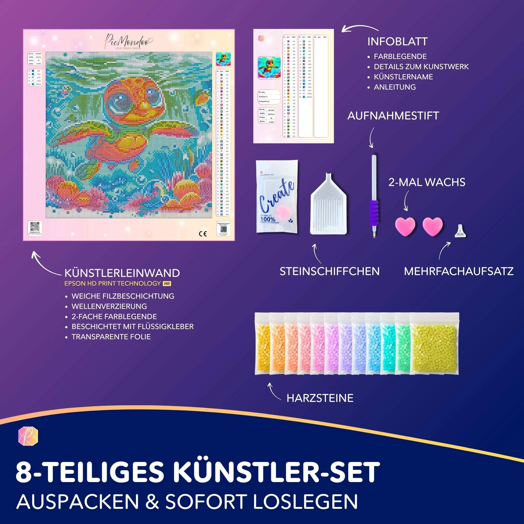 Diamond Painting - Lotta, die kleine Meeresschildkröte - Image 4