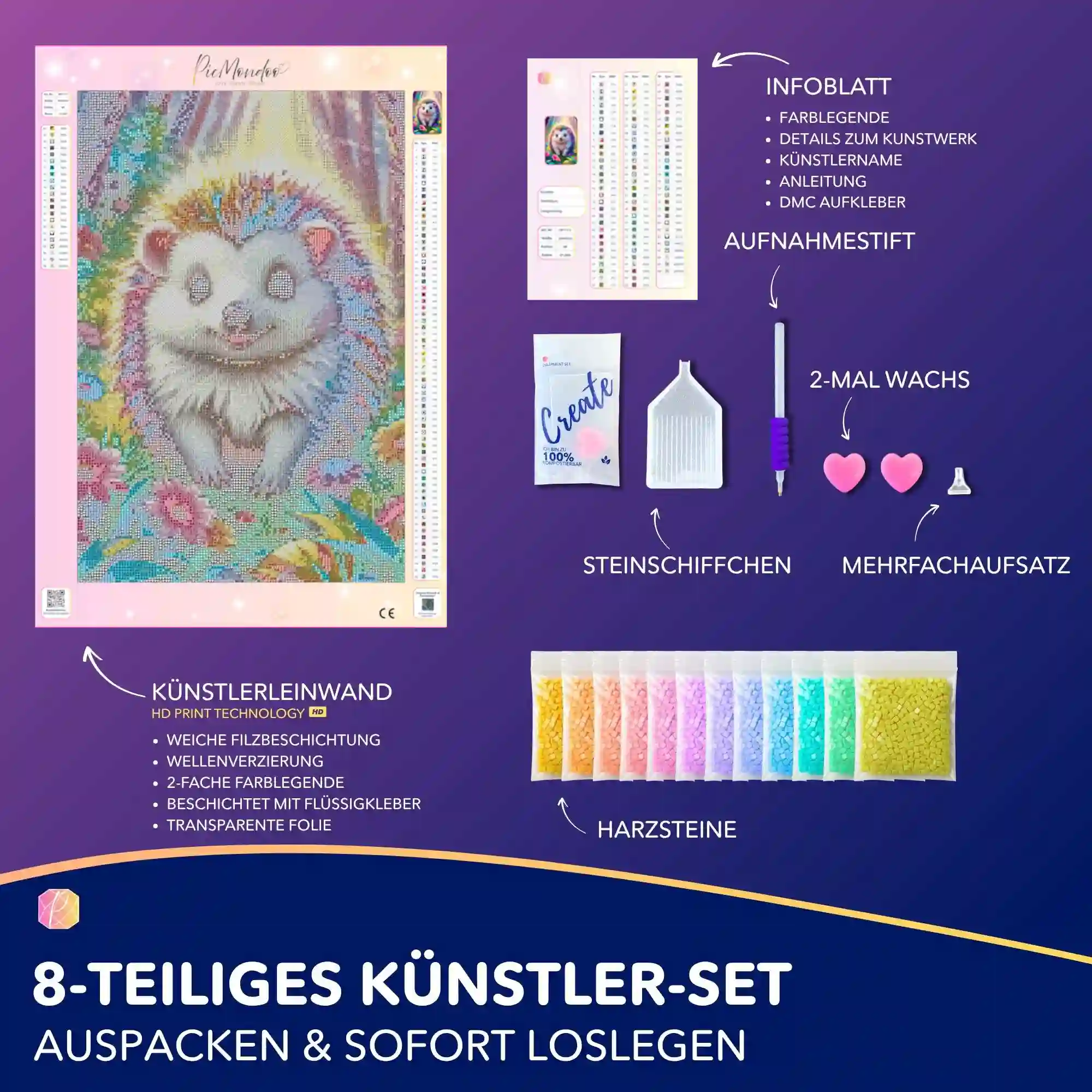 Diamond Painting - Moni Live Verkauf - Igel Stups - Image 3