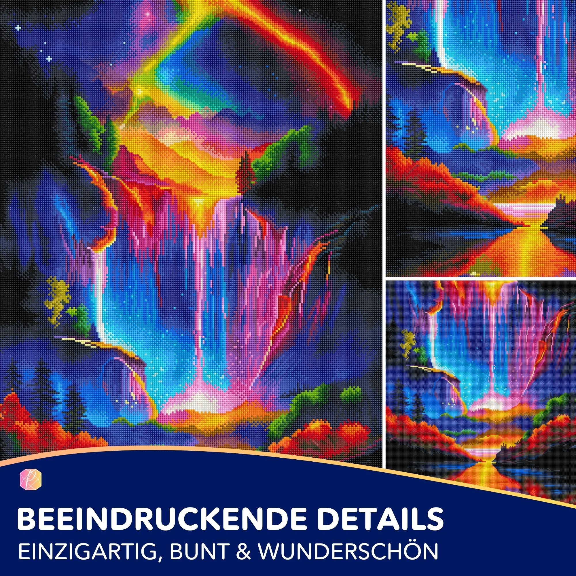 Diamond Painting - Nachtleuchten am Wasserfall - Image 2