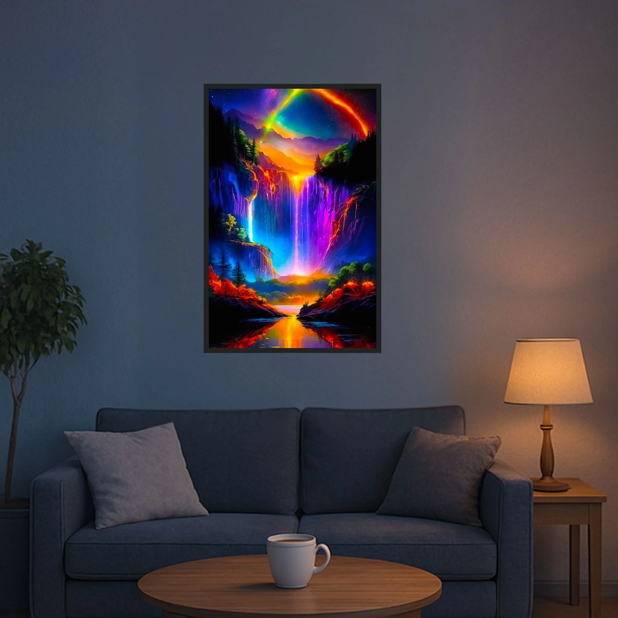 Diamond Painting - Nachtleuchten am Wasserfall - Image 5