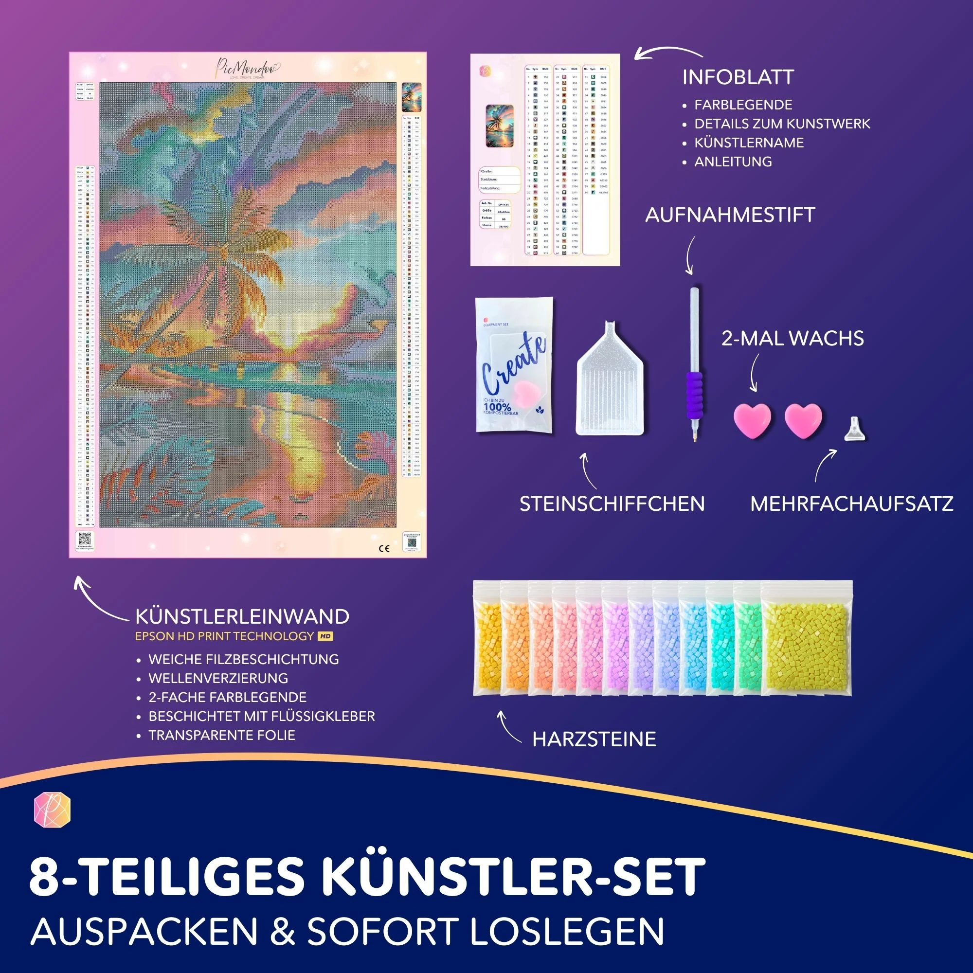Diamond Painting - Palme im bunten Abendhimmel - Image 4