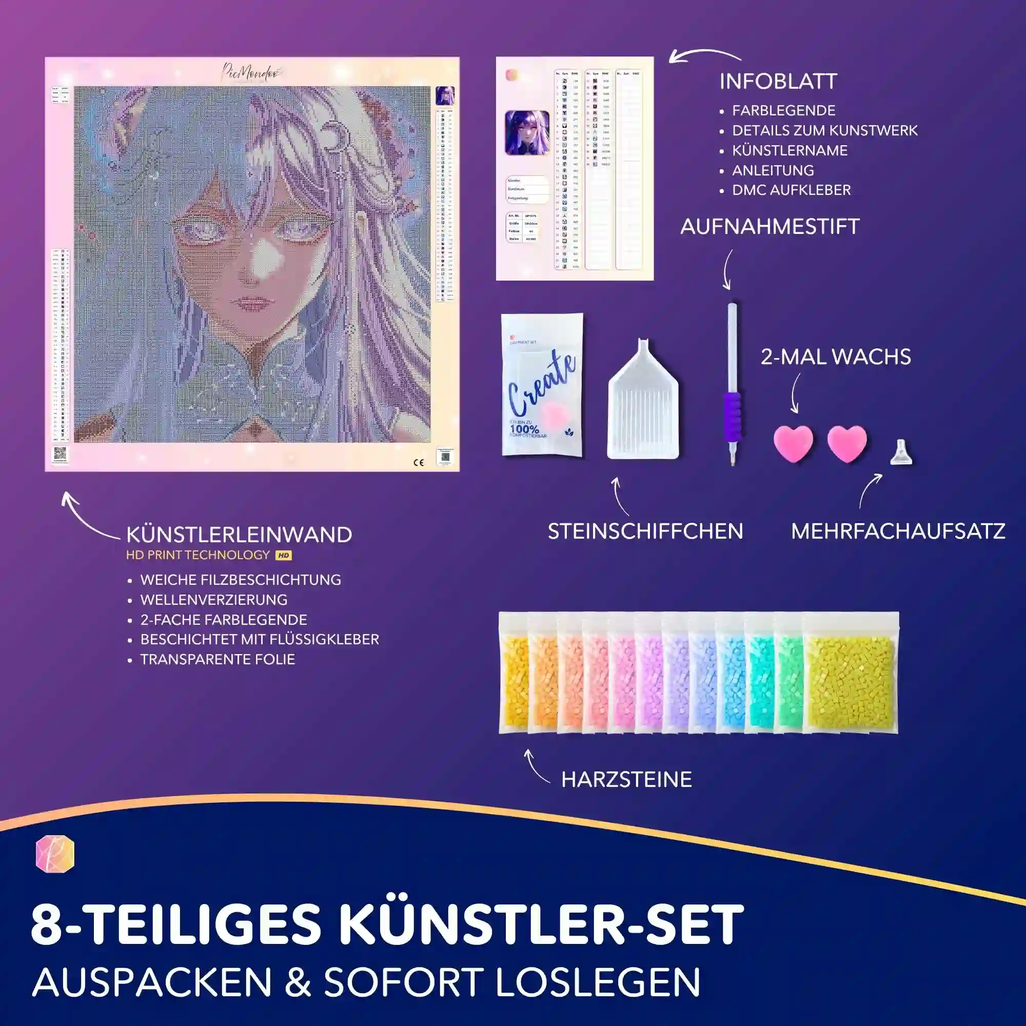 Diamond Painting - Purple Moon Star - Image 3