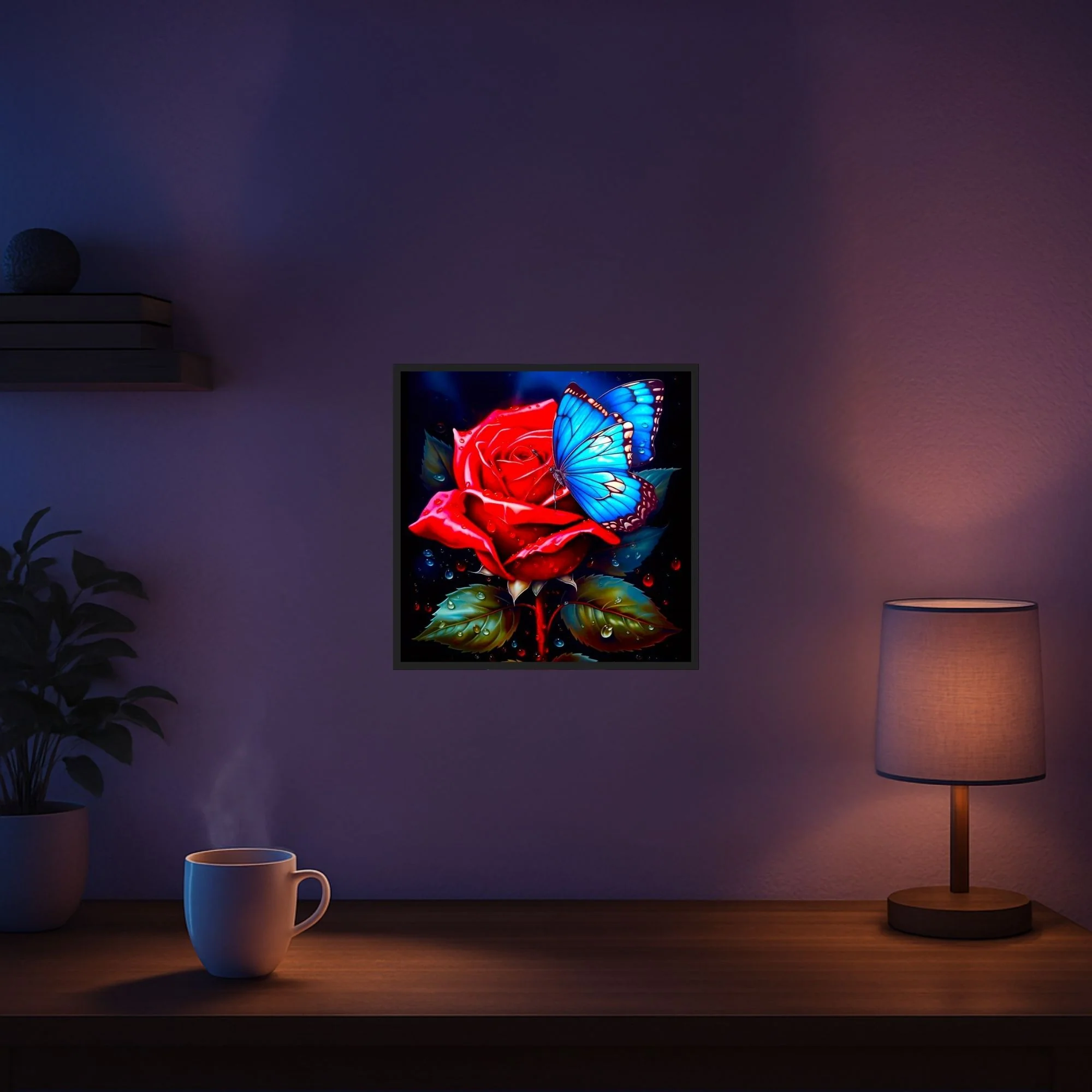 Diamond Painting - Rote Rose trifft blauen Schmetterling - Image 5