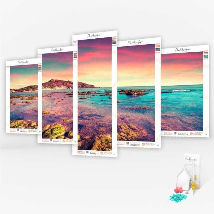 Diamond Painting - Sanftes Farbenspiel im Meer XXL / 5-teilig