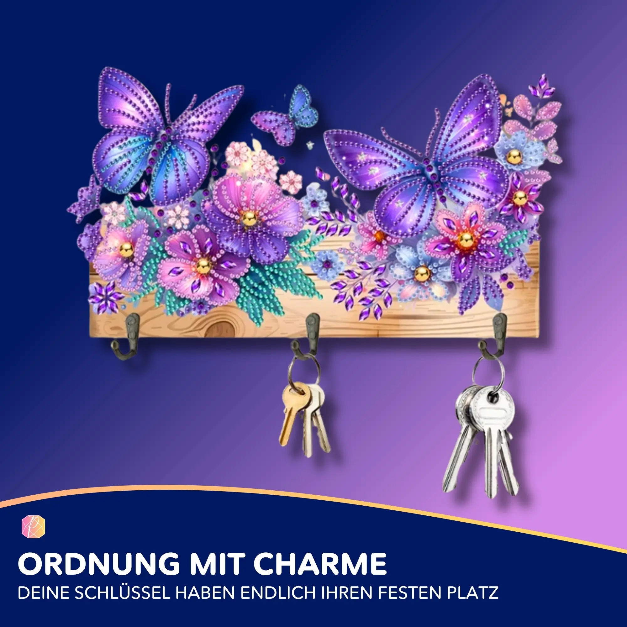 Diamond Painting Schlüsselbrett Schmetterlinge - Image 2