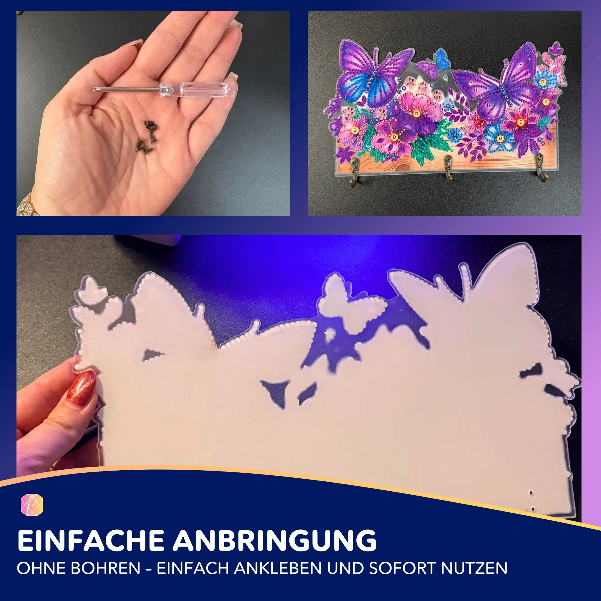 Diamond Painting Schlüsselbrett Schmetterlinge - Image 3