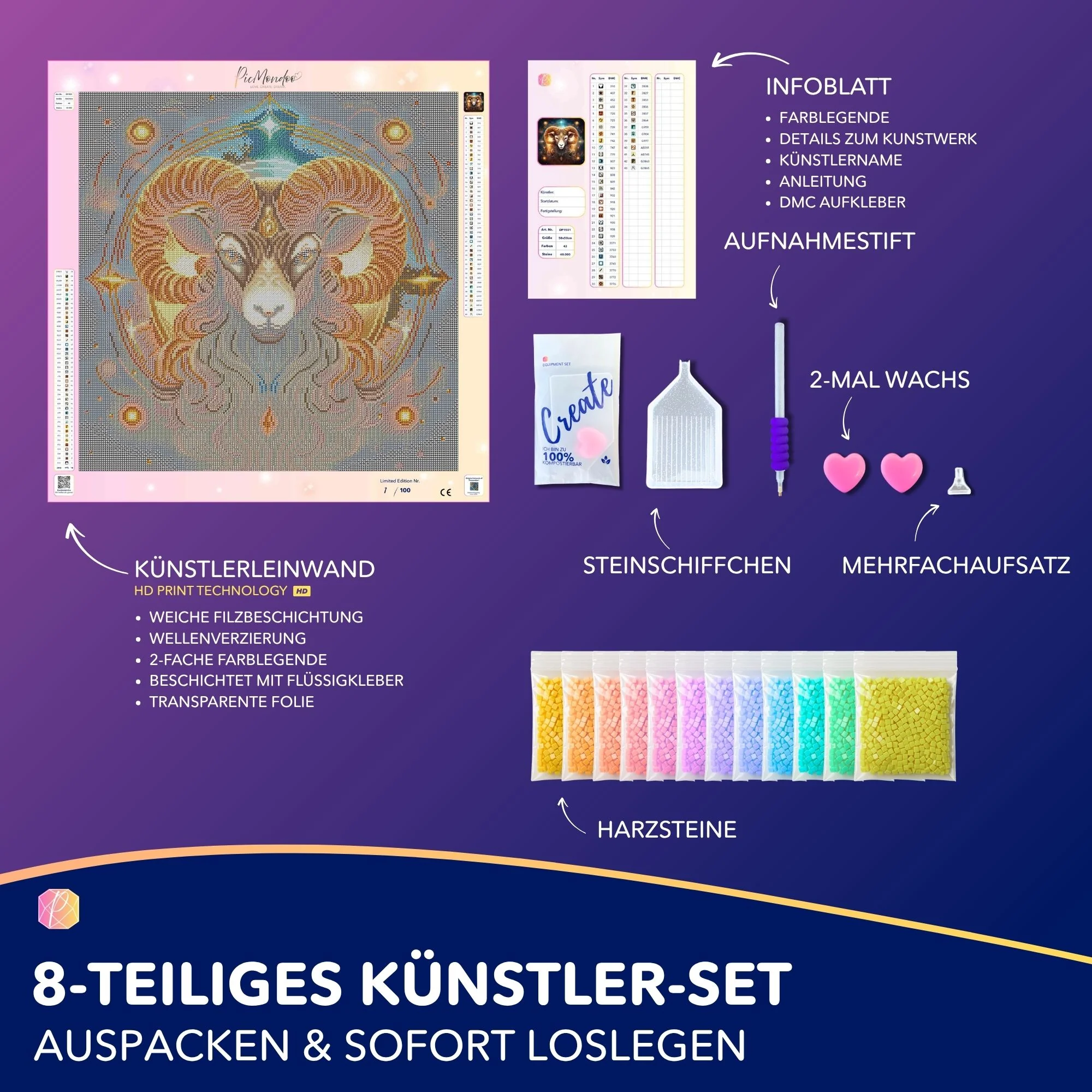 Diamond Painting - Sternzeichen Widder "Limited Edition" - Image 4