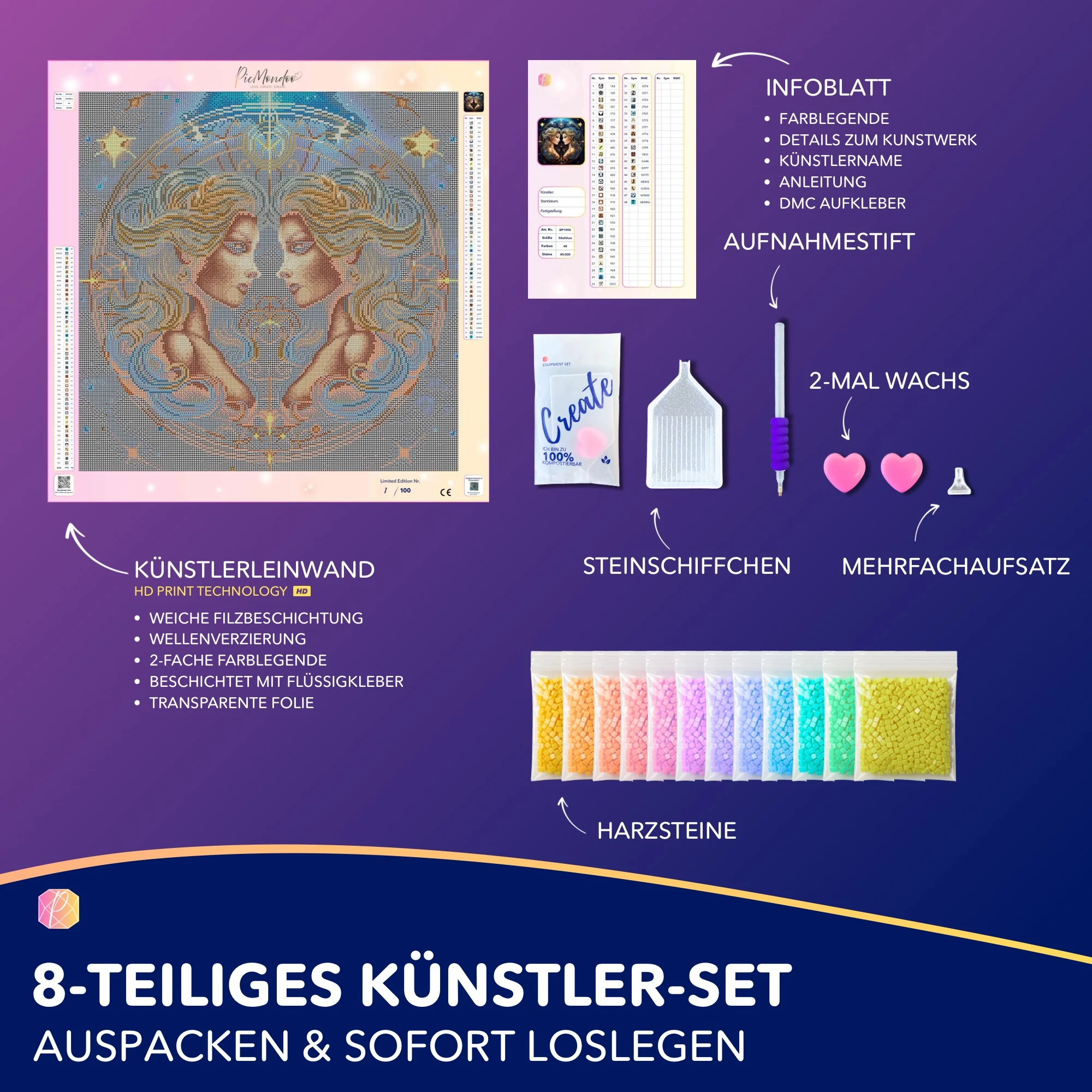 Diamond Painting - Sternzeichen Zwilling "Limited Edition" - Image 4