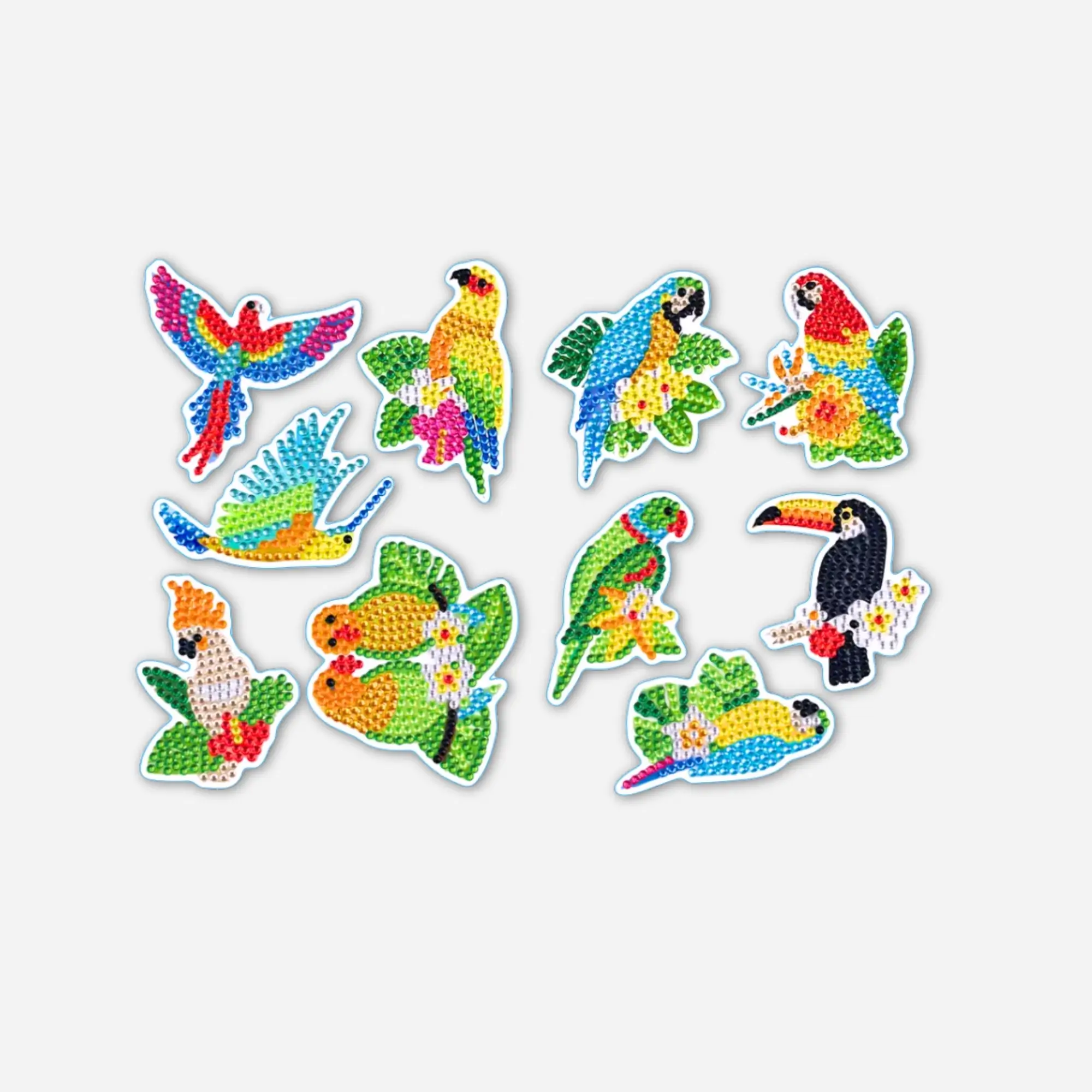 Diamond Painting Sticker - Bunte Vögel